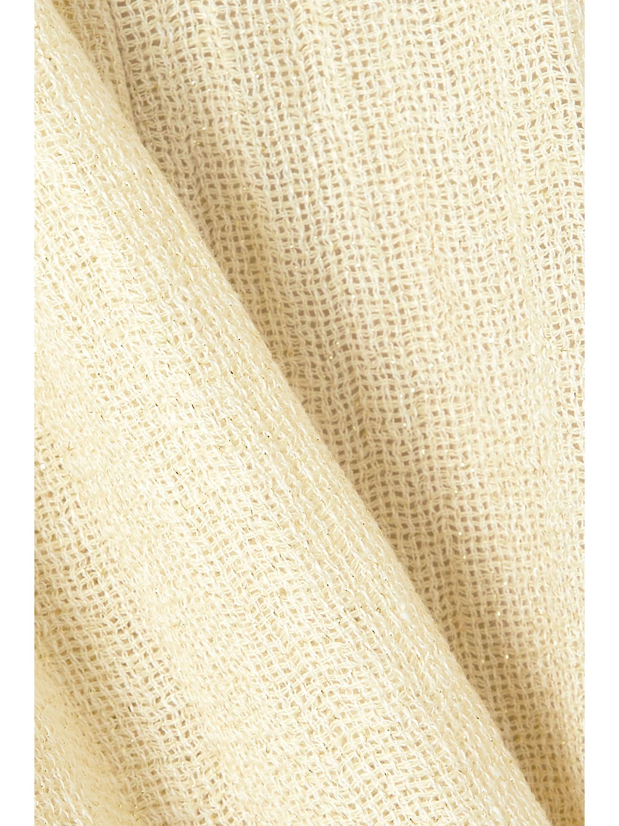 ZEUS + DIONE Ione cord-trimmed metallic linen-blend gauze midi dress