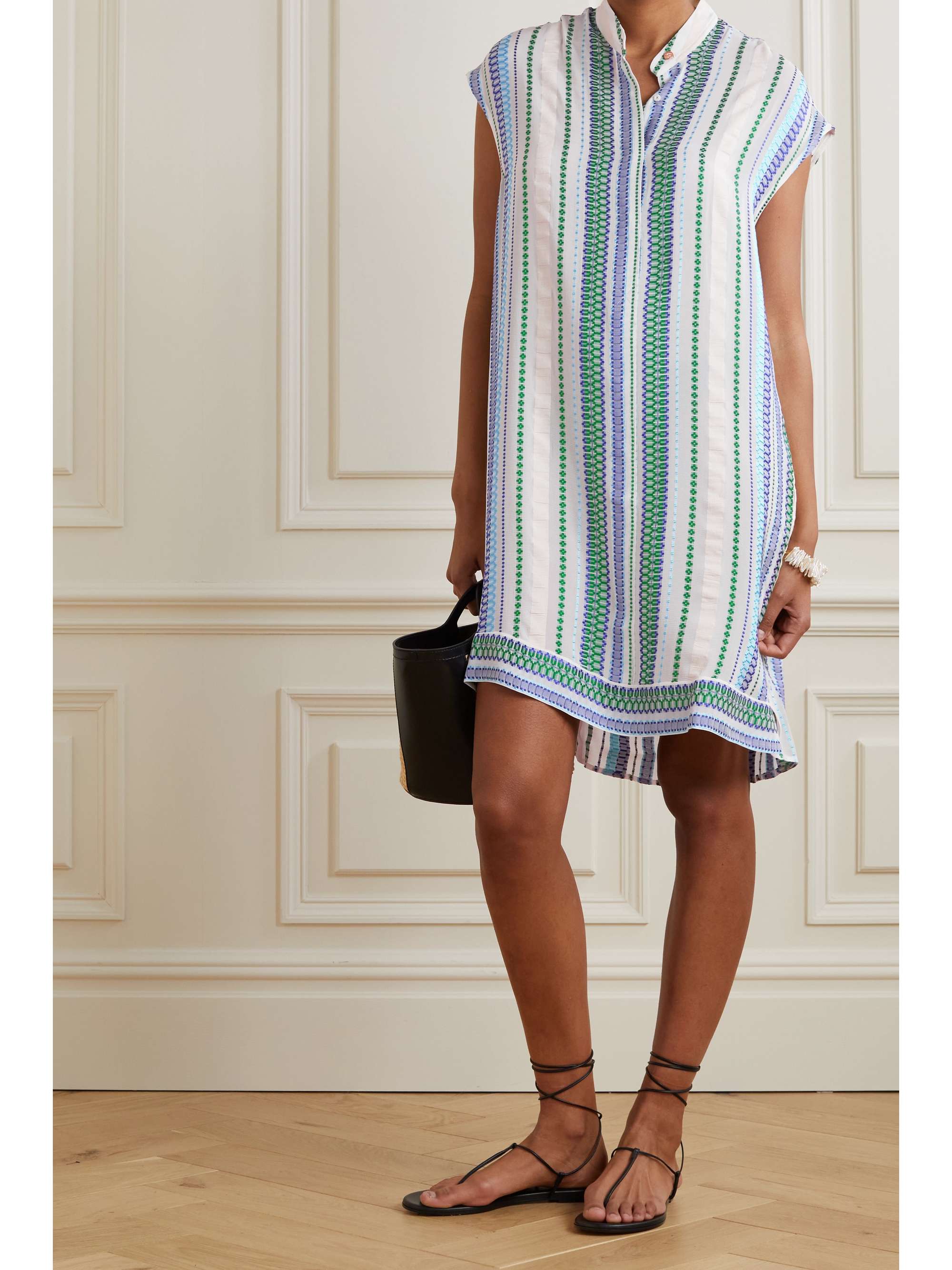 ZEUS + DIONE Helen striped silk-blend jacquard mini dress