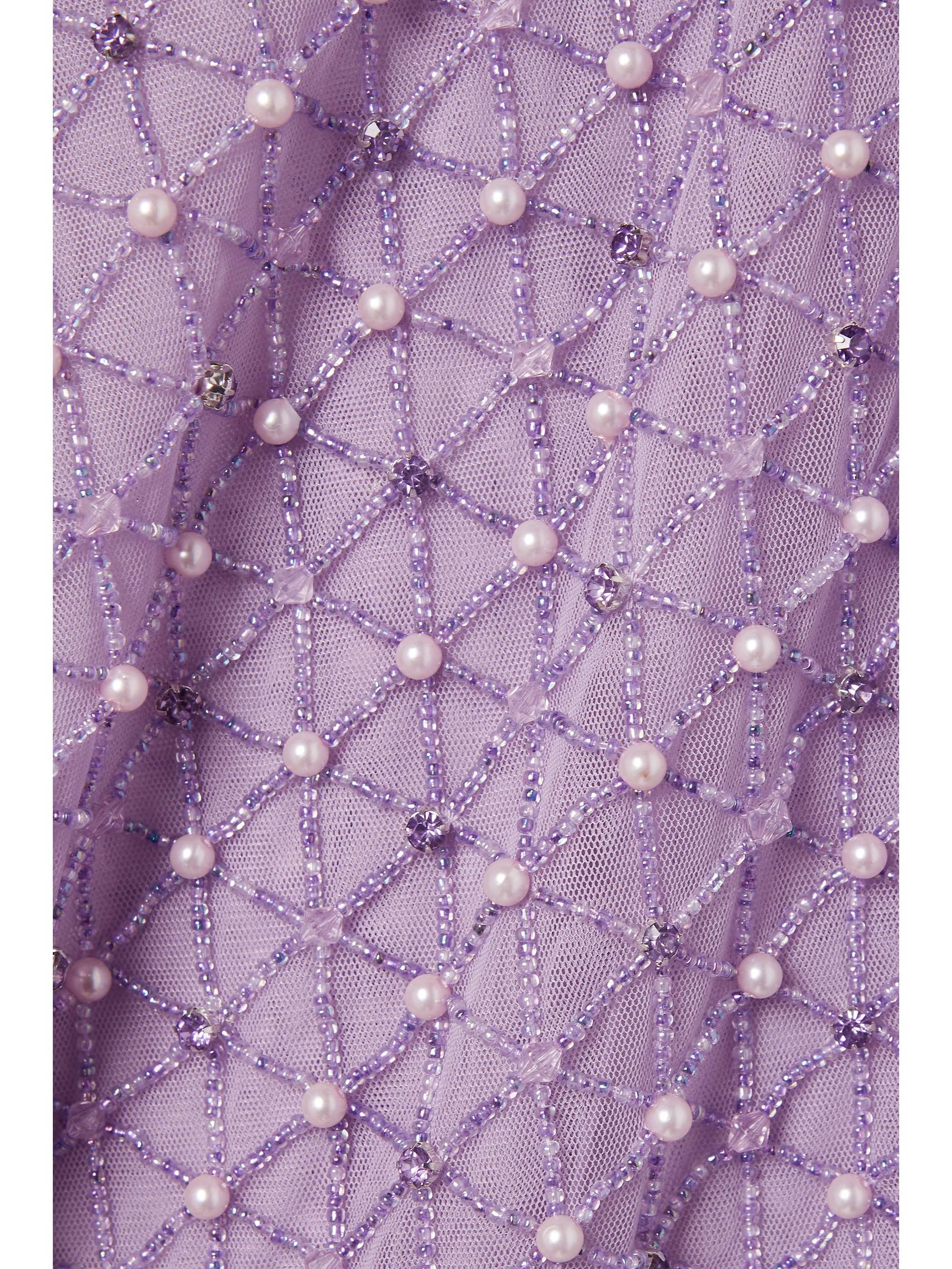RETROFÊTE Kyma backless fringed embellished tulle mini dress