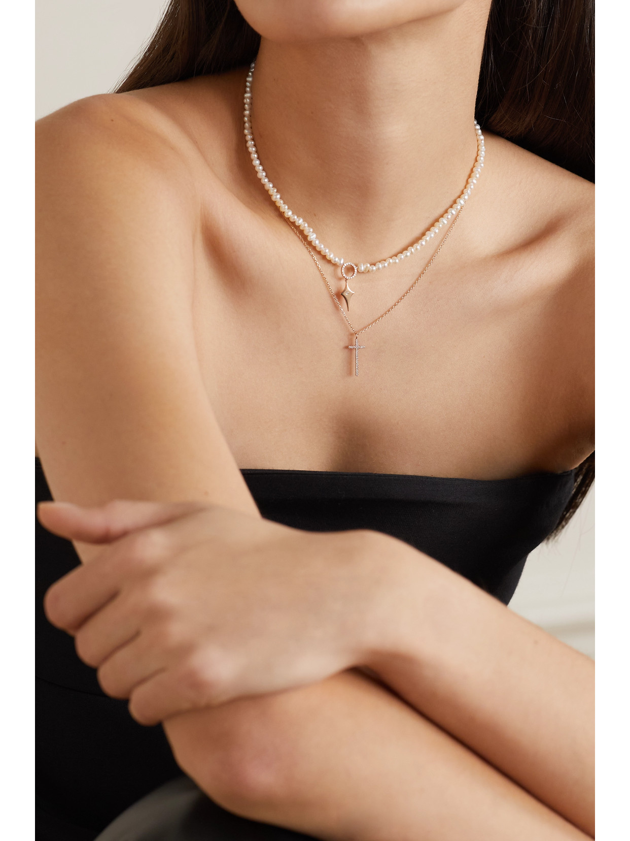 Shop Diane Kordas 14-karat Rose Gold Diamond Necklace