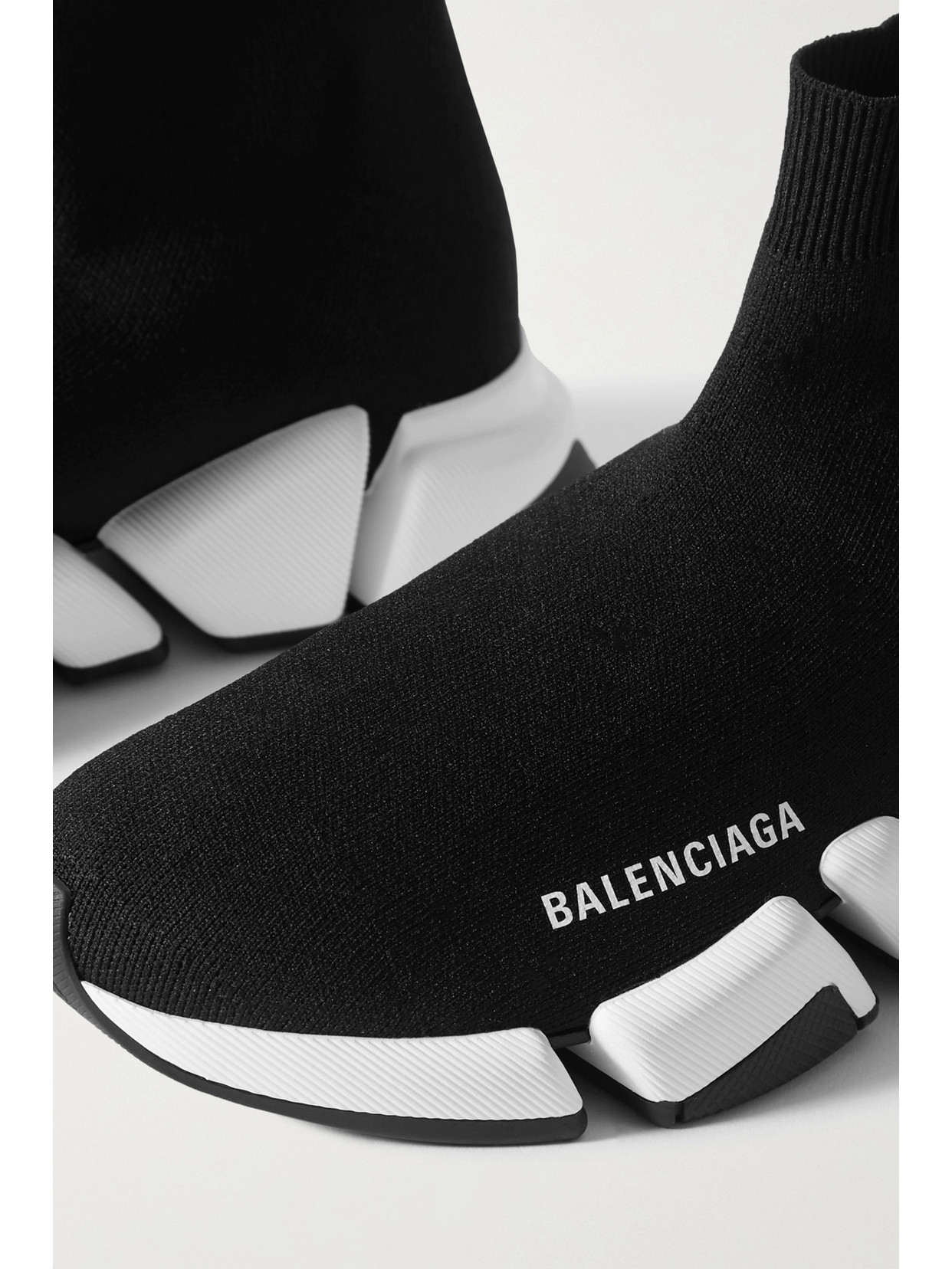 Shop Balenciaga Speed 2.0 Logo-print Stretch-knit High-top Sneakers In Black