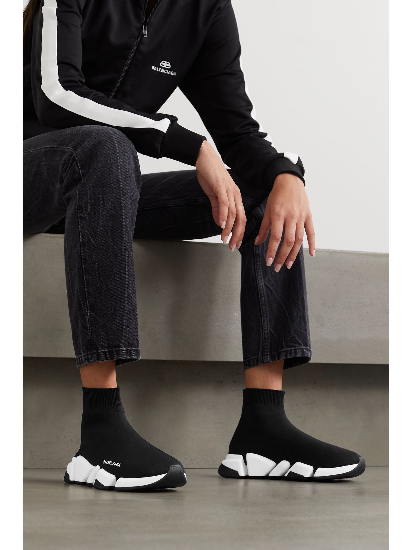 balenciaga men's toe knit high top sneakers
