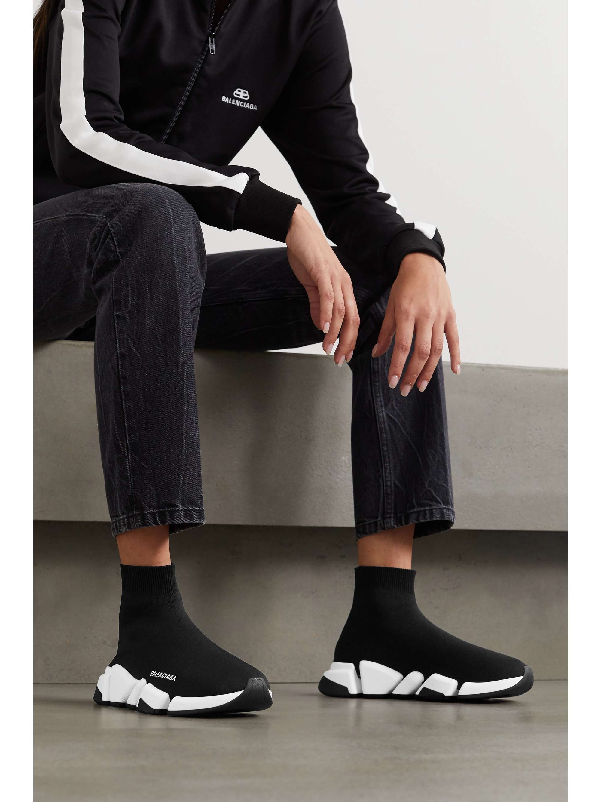 BALENCIAGA Speed 2.0 logo-print stretch-knit high-top sneakers NET-A-PORTER