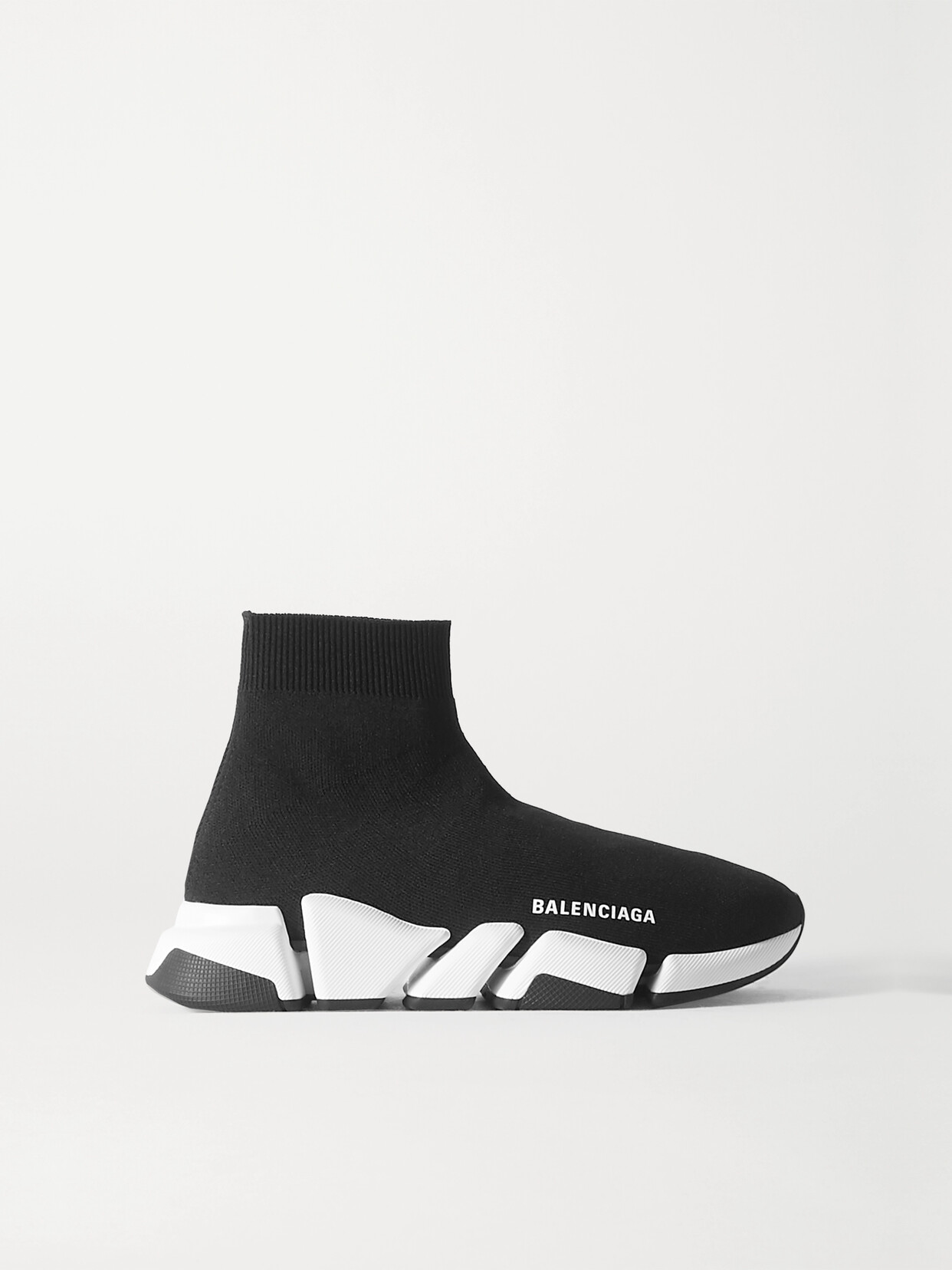 Shop Balenciaga Speed 2.0 Logo-print Stretch-knit High-top Sneakers In Black