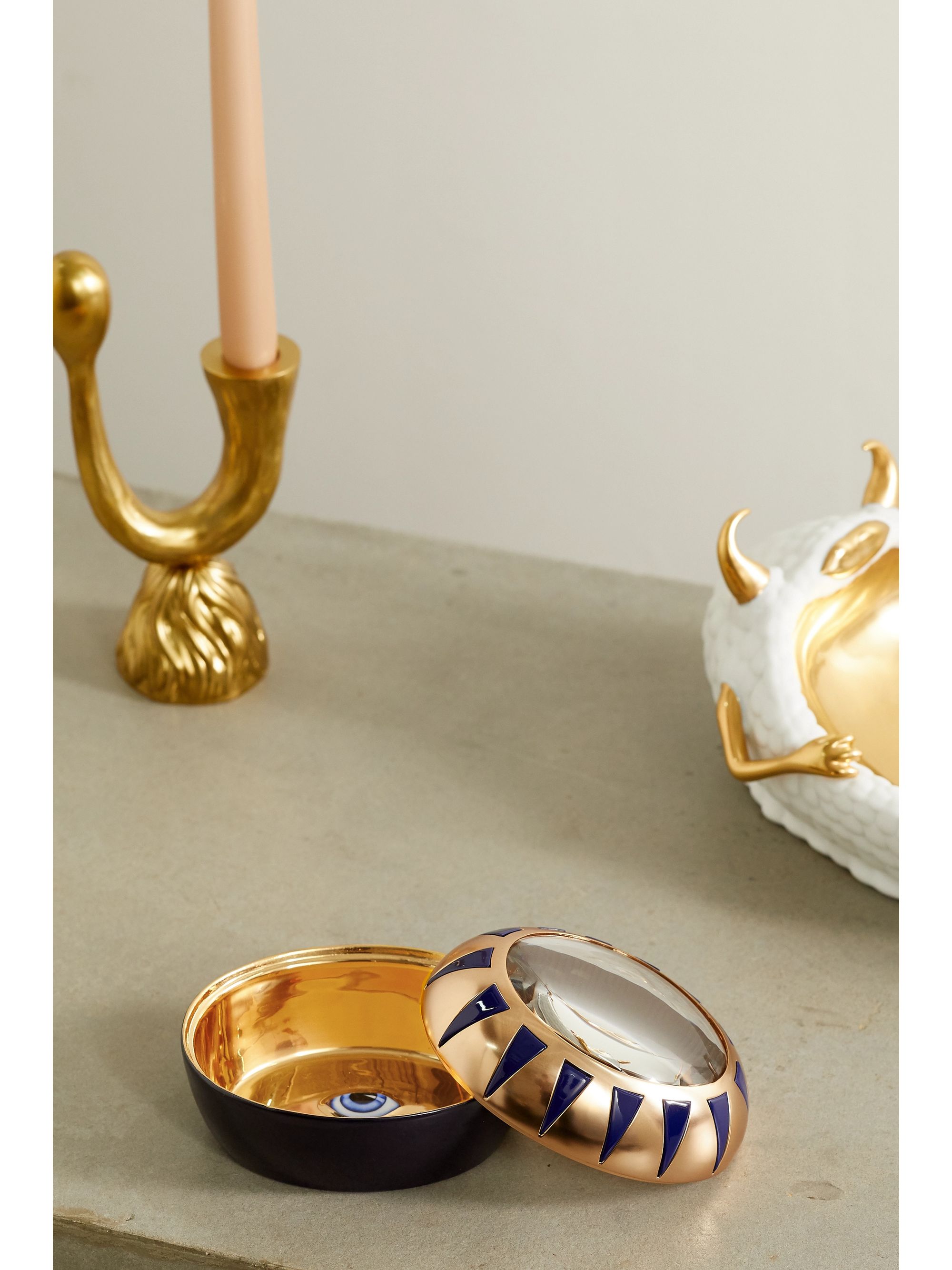 gold glass trinket box