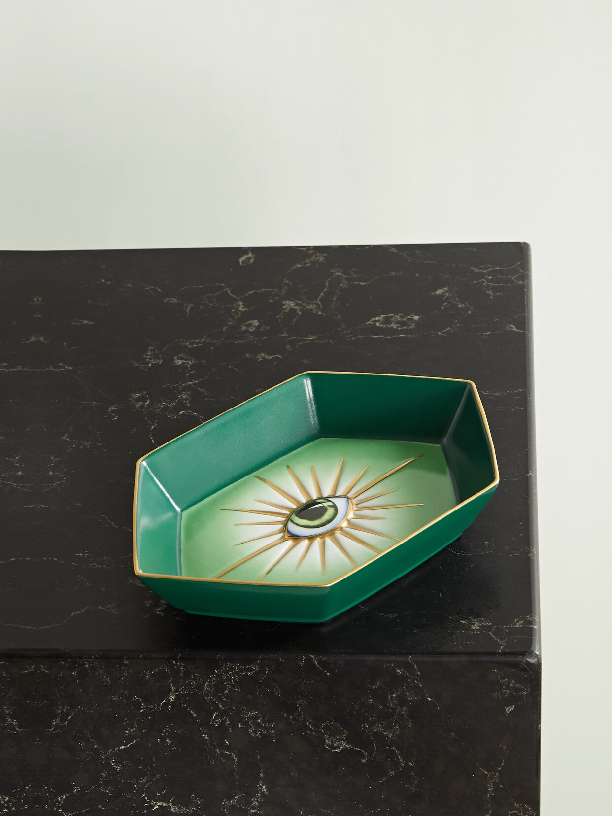 L'objet + Lito Gold-plated Porcelain And Resin Dish In Green