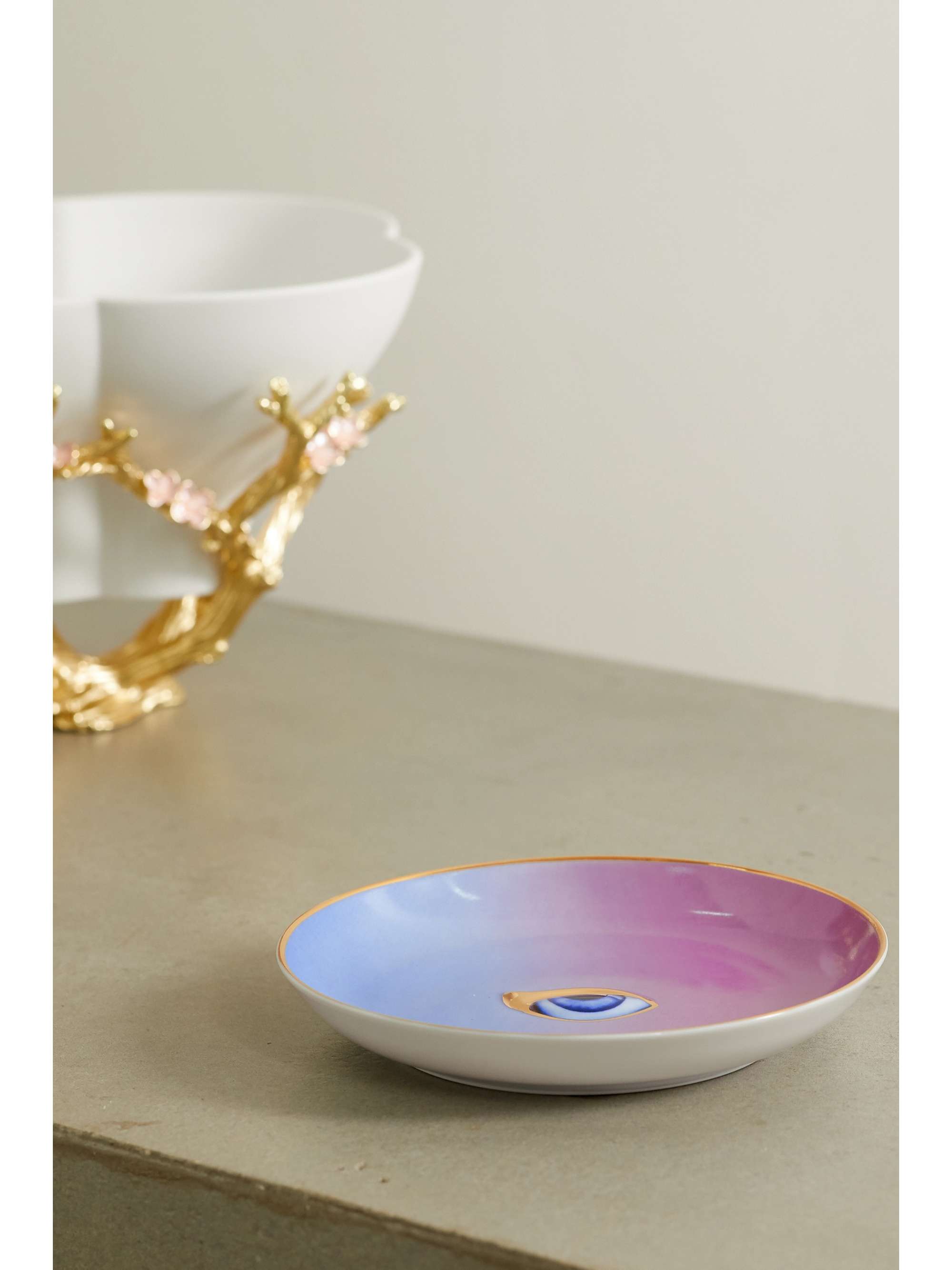 L'OBJET + Lito gold-plated porcelain plate
