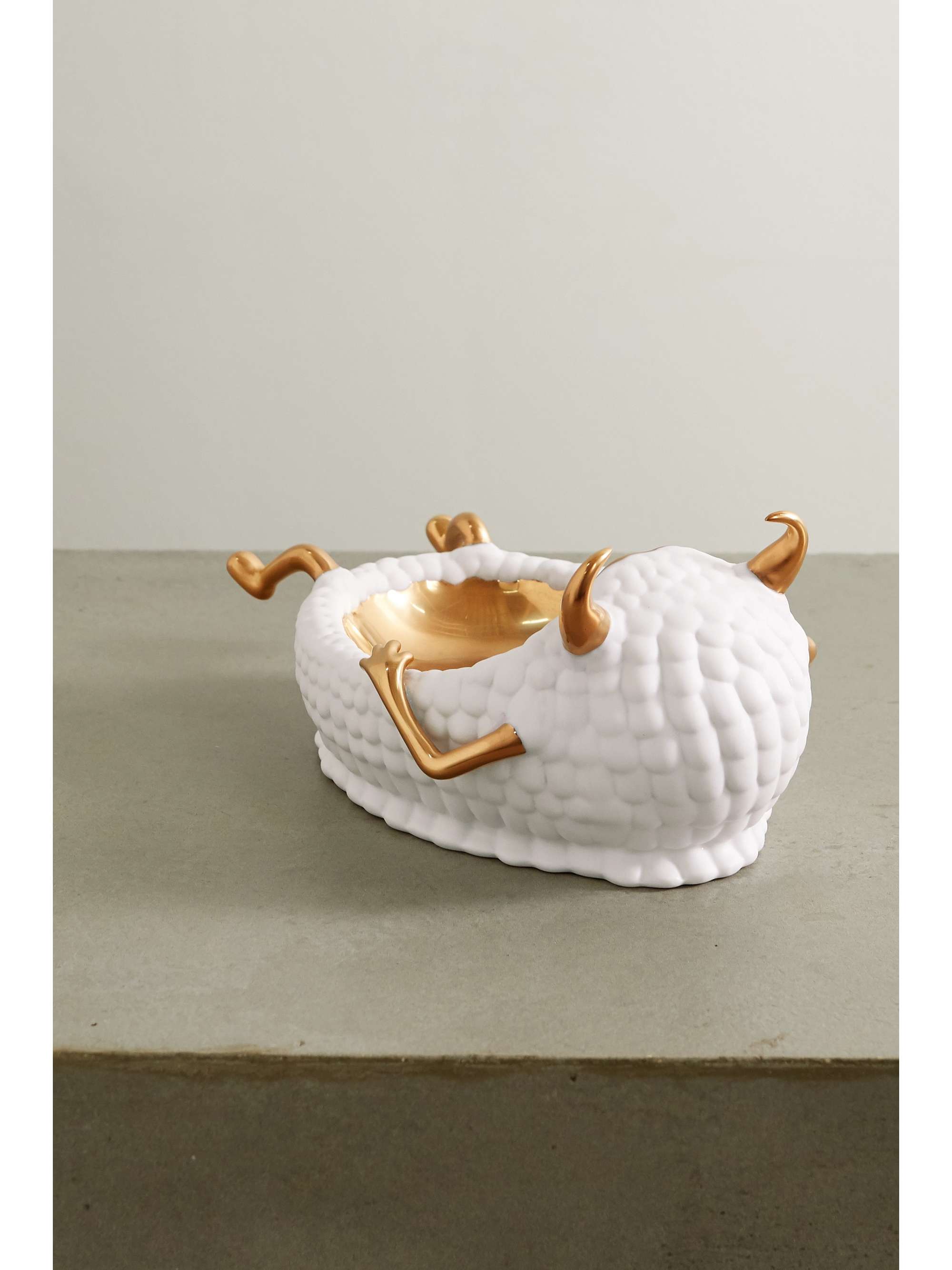 L'OBJET + Haas Brothers Lazy Susan gold and porcelain bowl