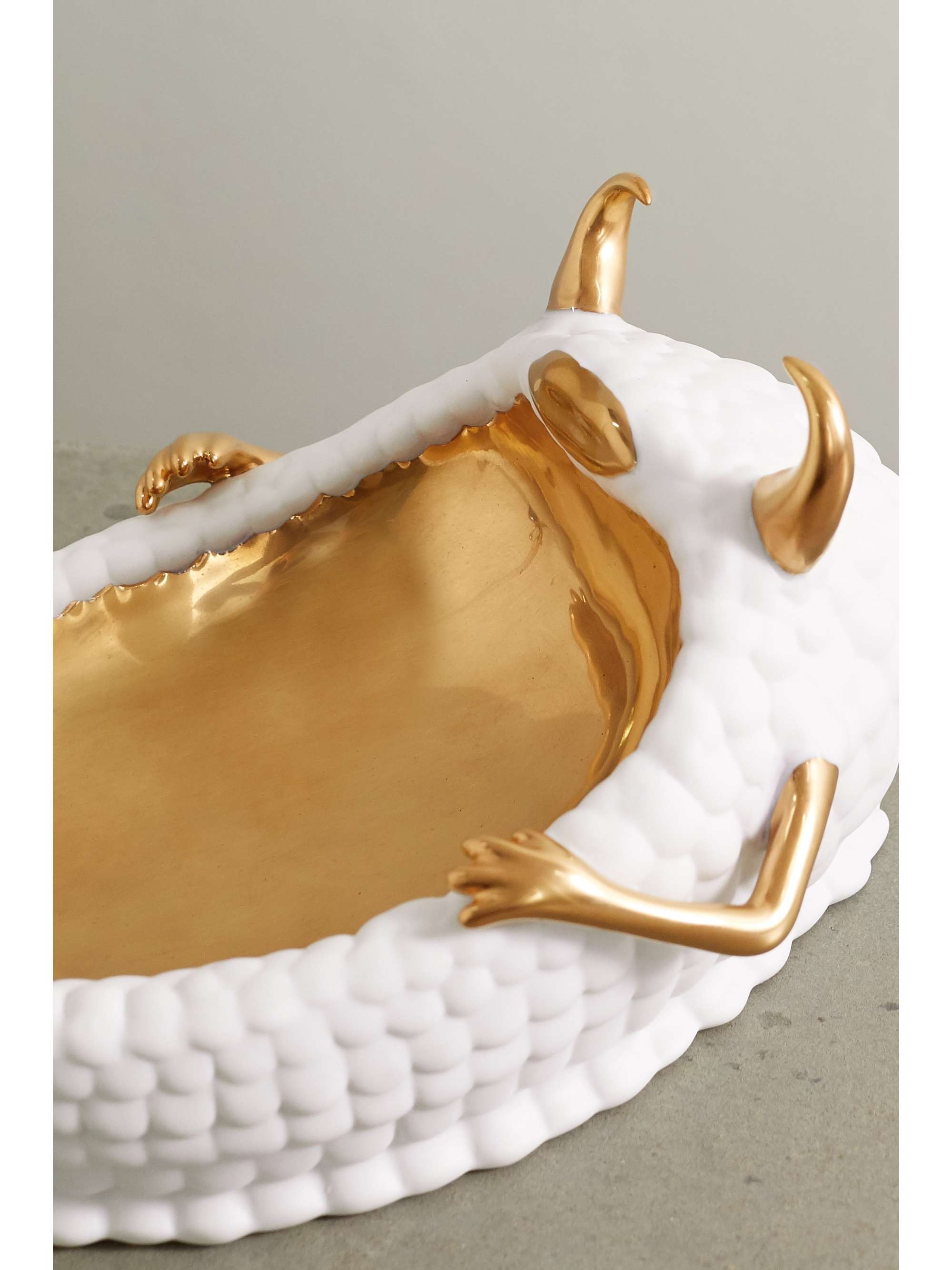 L'OBJET + Haas Brothers Lazy Susan gold and porcelain bowl