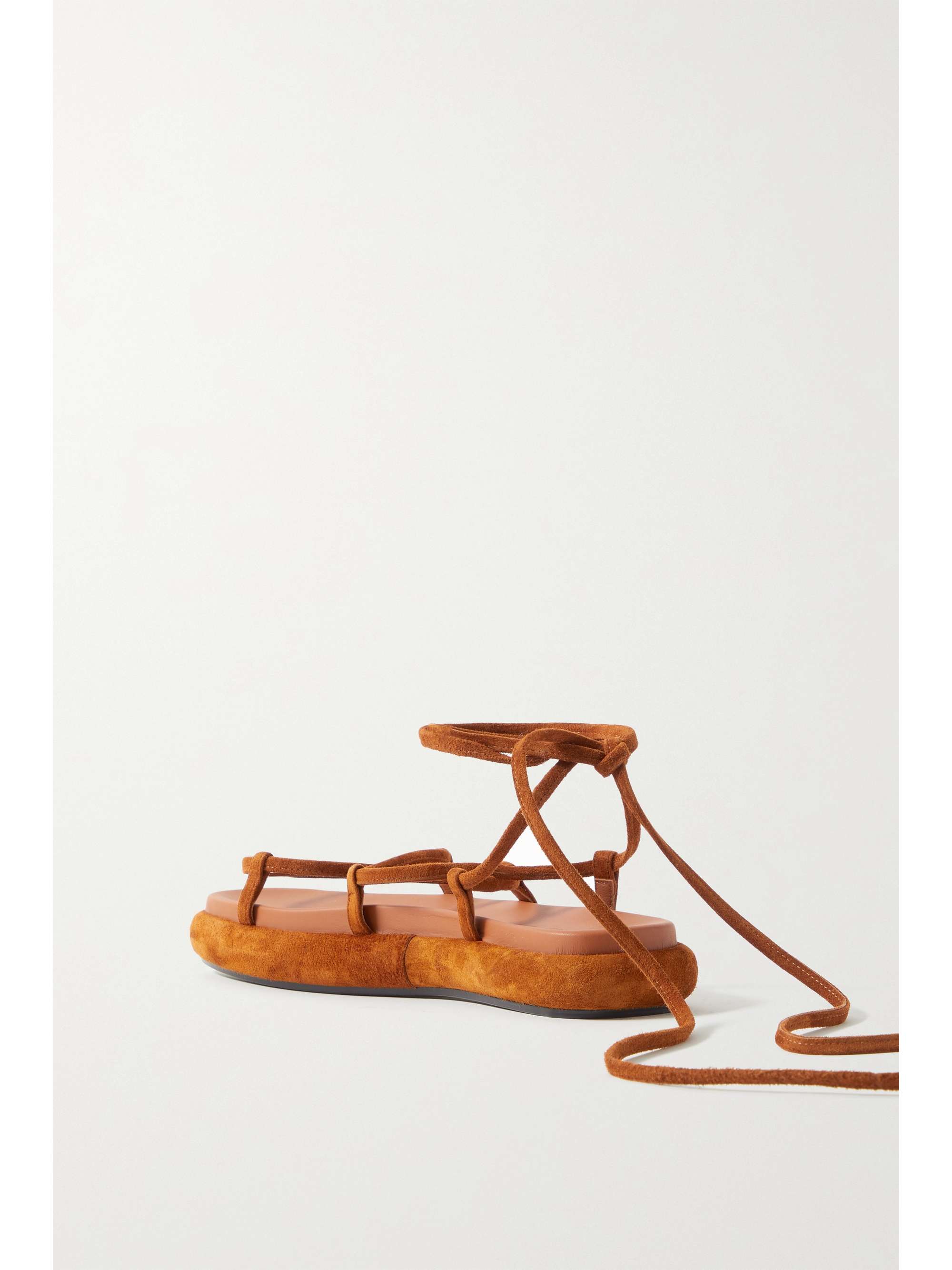 KHAITE Alba leather-trimmed suede sandals
