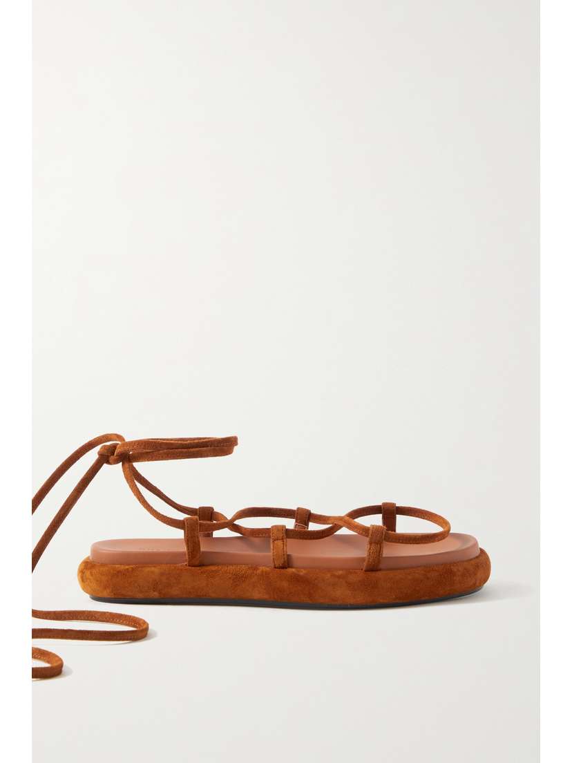 Khaite — Alba leather-trimmed suede sandals