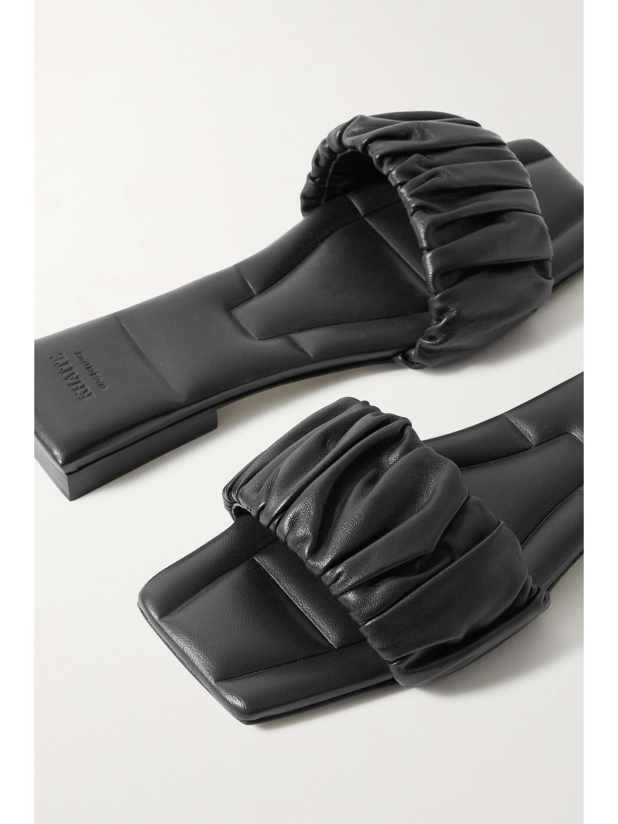 KHAITE Crete ruched leather slides