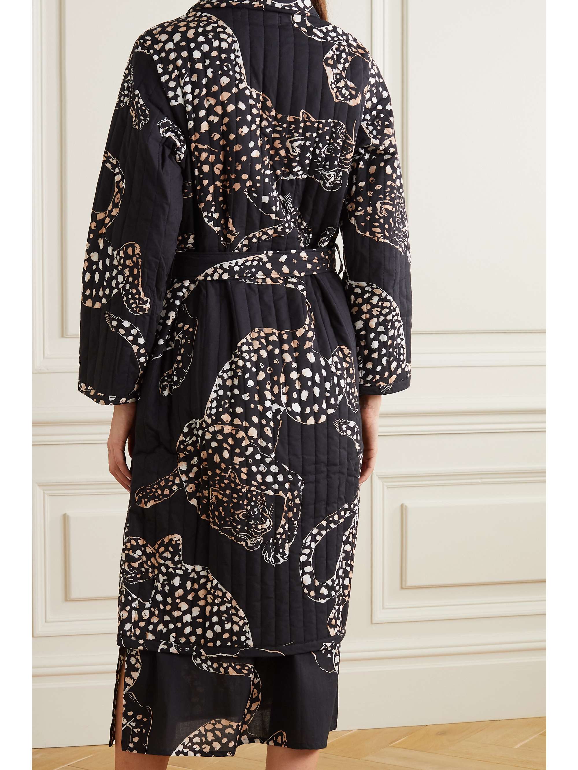 DESMOND & DEMPSEY Jag belted quilted printed voile robe