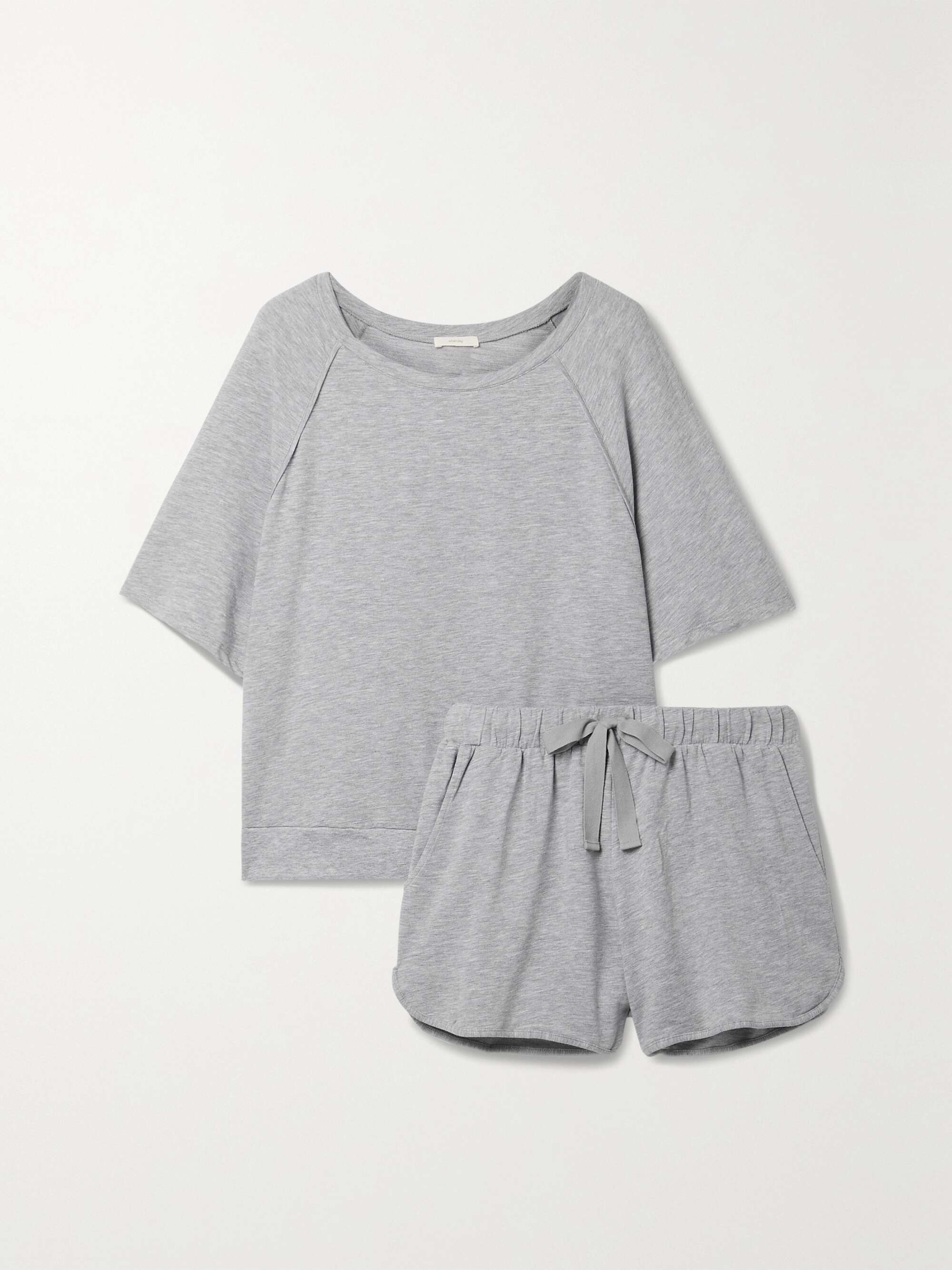 Blair melange stretch Pima cotton and modal blend pajama set gray One Size
