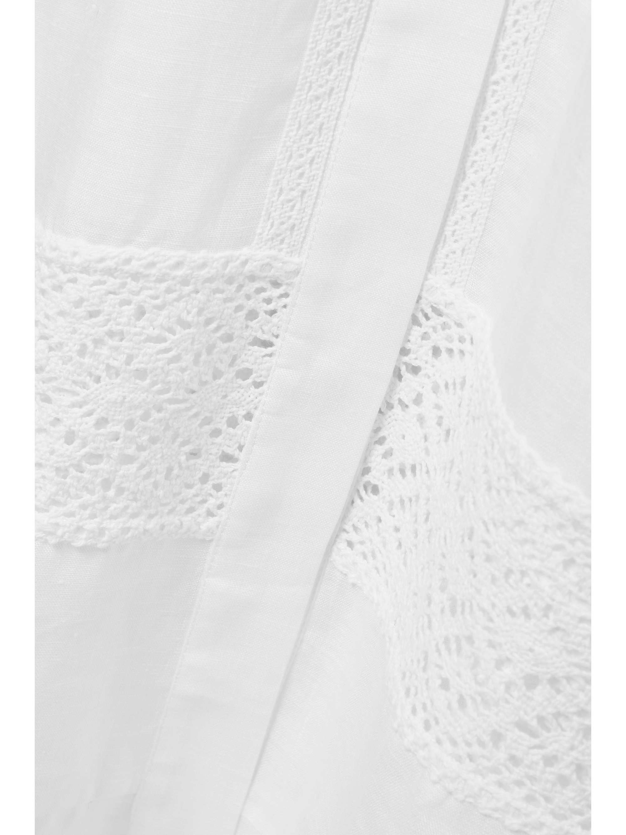 White Net Sustain Paloma Off The Shoulder Crochet Trimmed Linen Midi