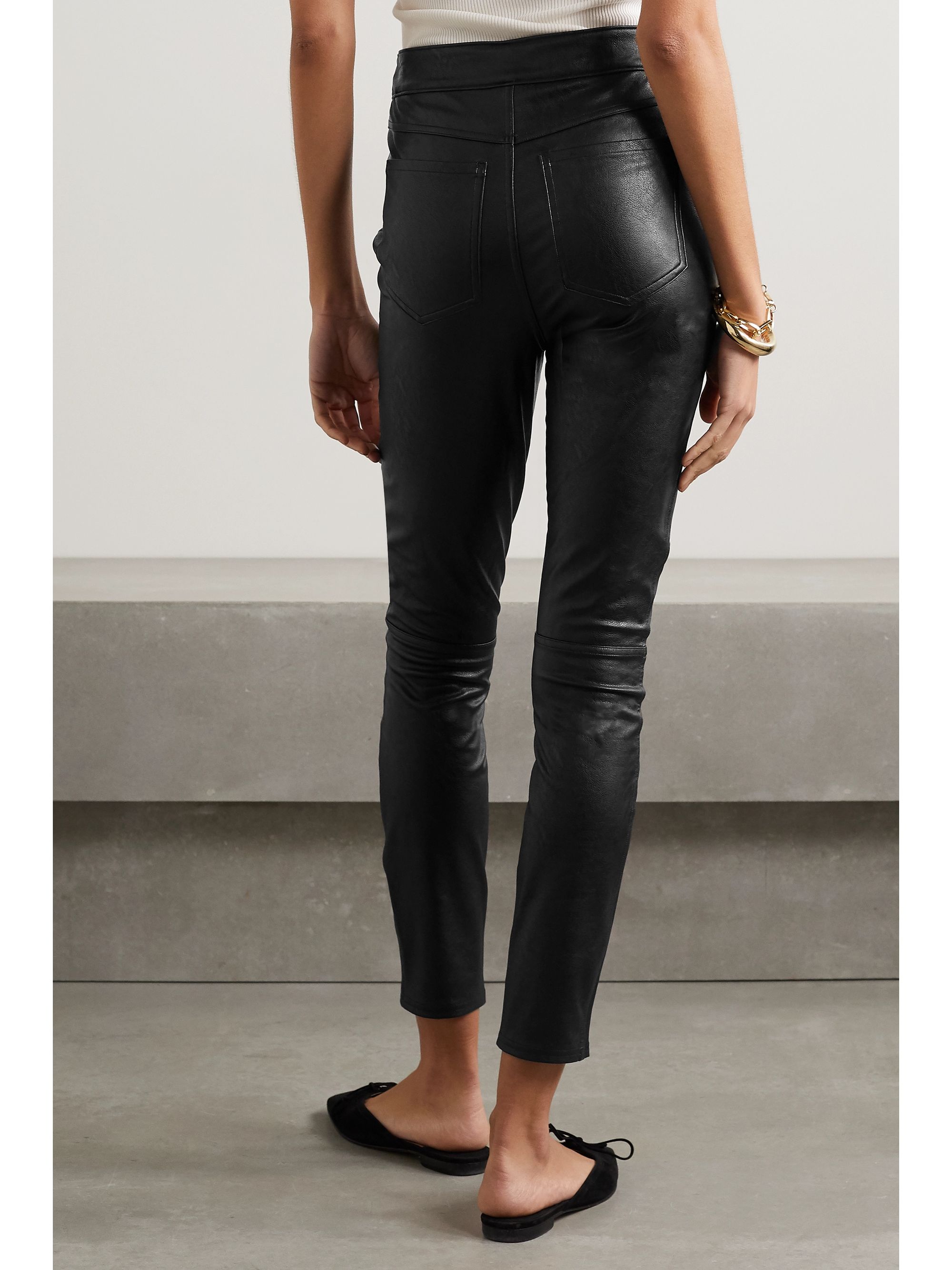 Black Like Leather faux stretch-leather skinny pants | SPANX | NET-A-PORTER