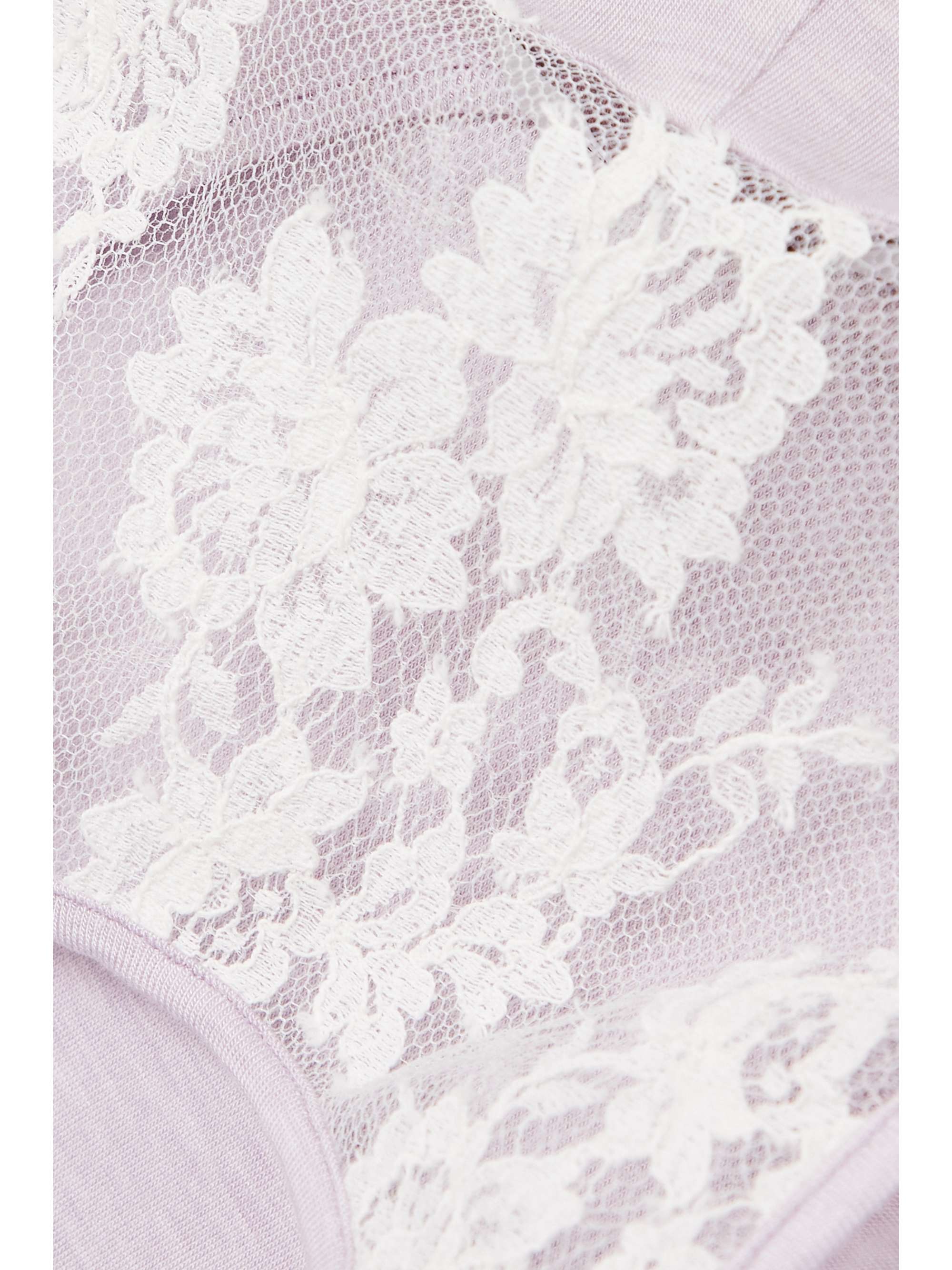 I.D. SARRIERI Coffee Mornings lace-trimmed modal-blend pajama top