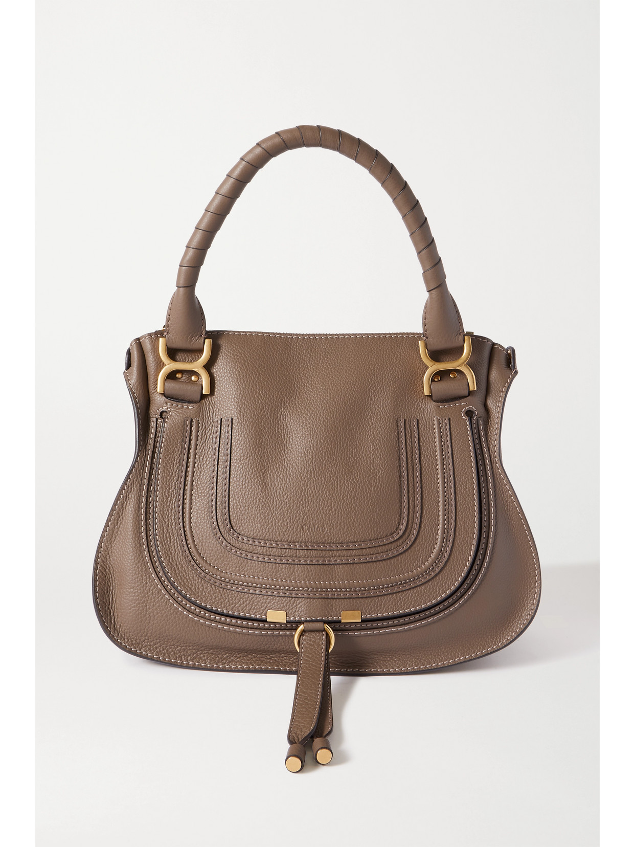 Chloé Marcie Medium Textured-leather Tote In Green