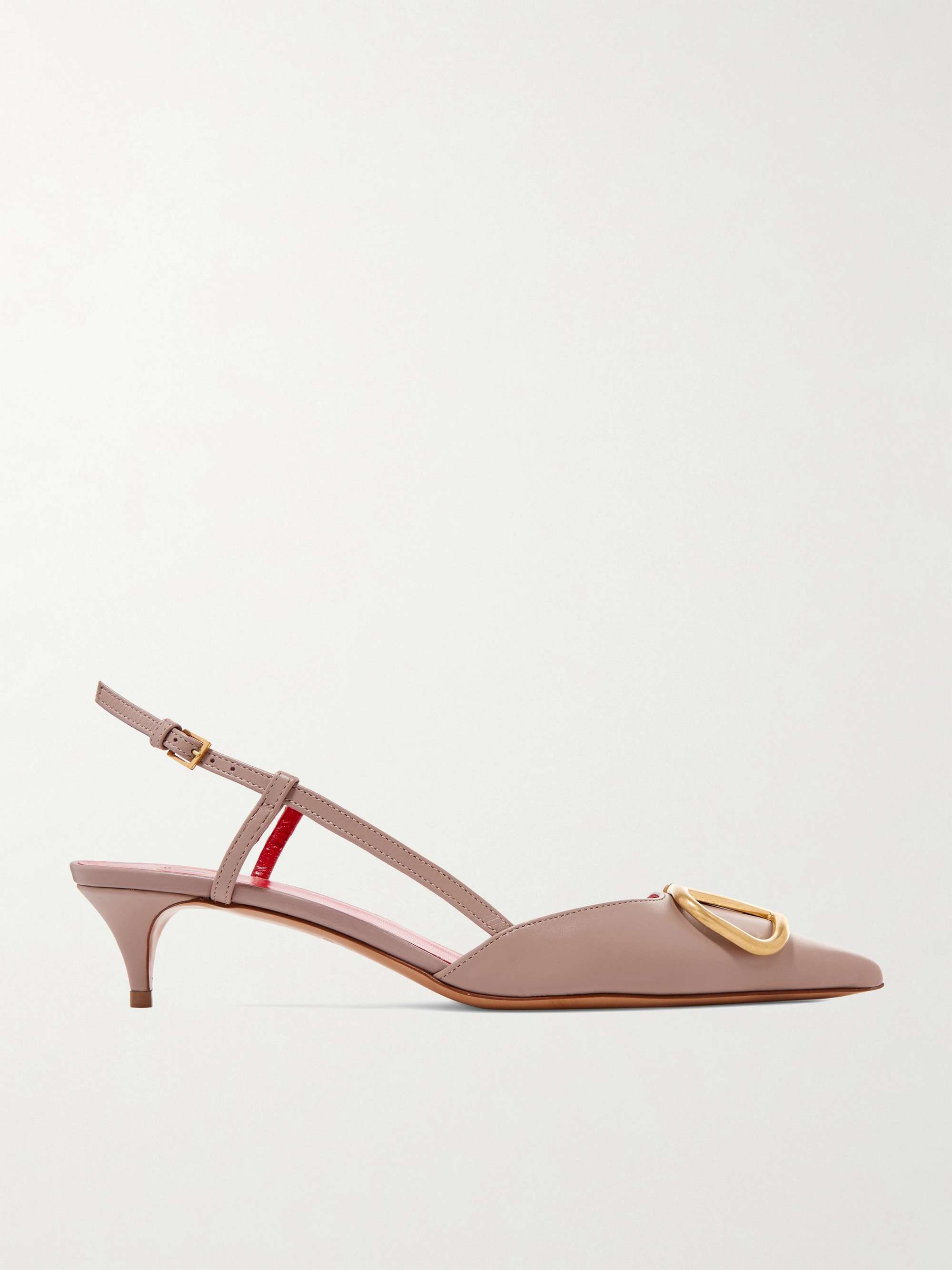 VALENTINO GARAVANI Valentino Garavani Go Logo 40 embellished leather  slingback pumps | NET-A-PORTER