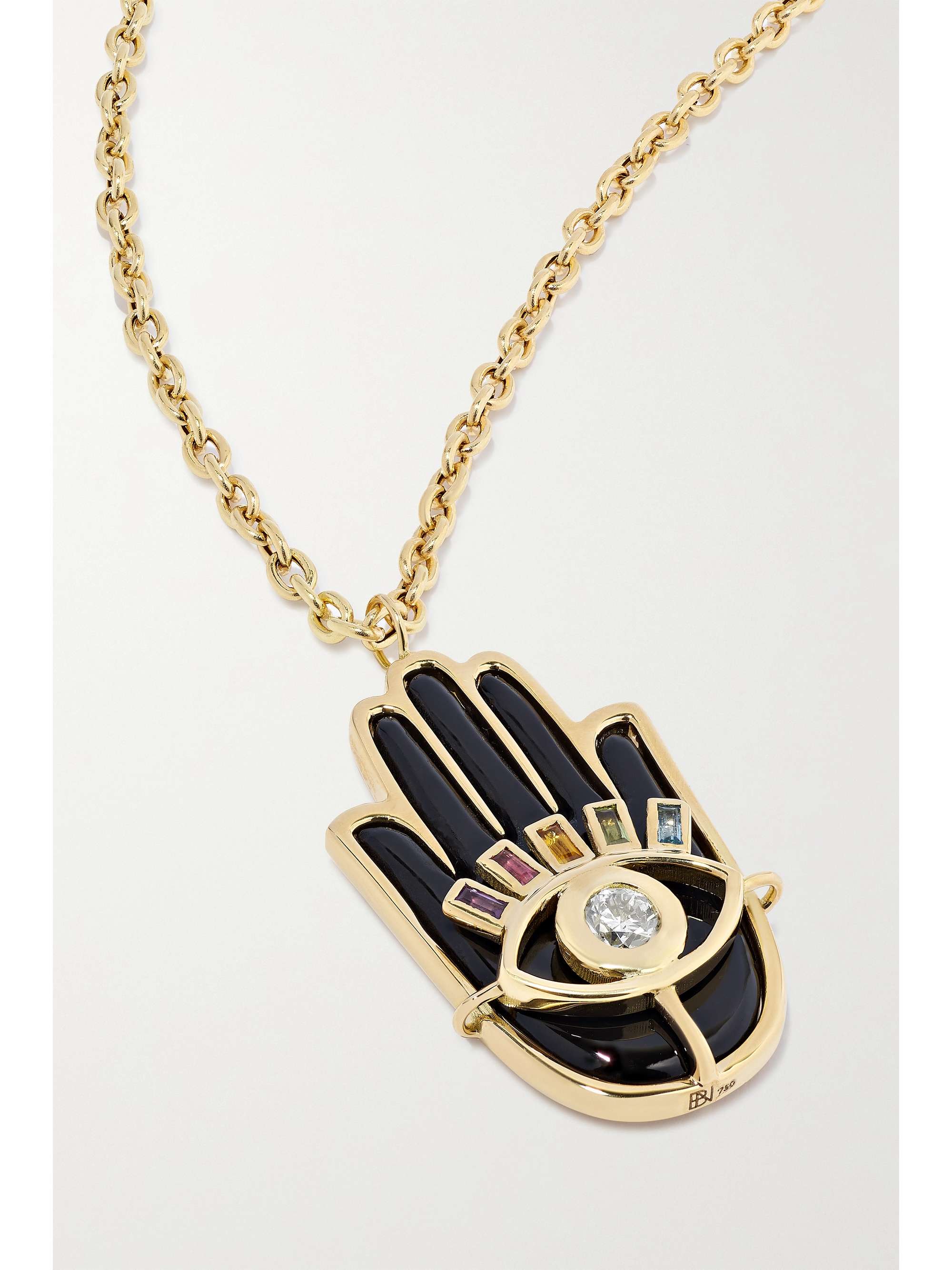 BRENT NEALE Hamsa 18-karat gold multi-stone necklace
