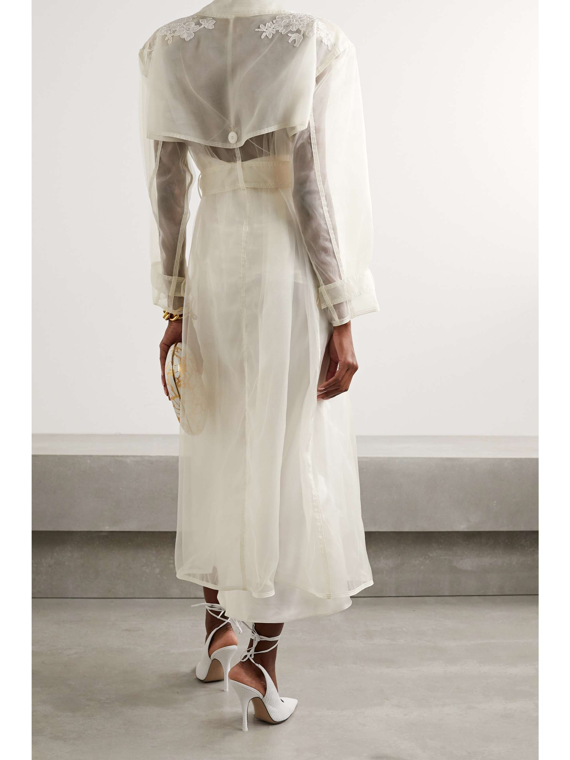 DANIELLE FRANKEL Allegra corded lace-trimmed organza and tulle trench coat