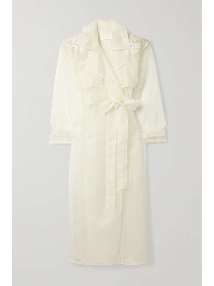 Danielle Frankel Allegra Corded Lace-trimmed Organza And Tulle Trench Coat