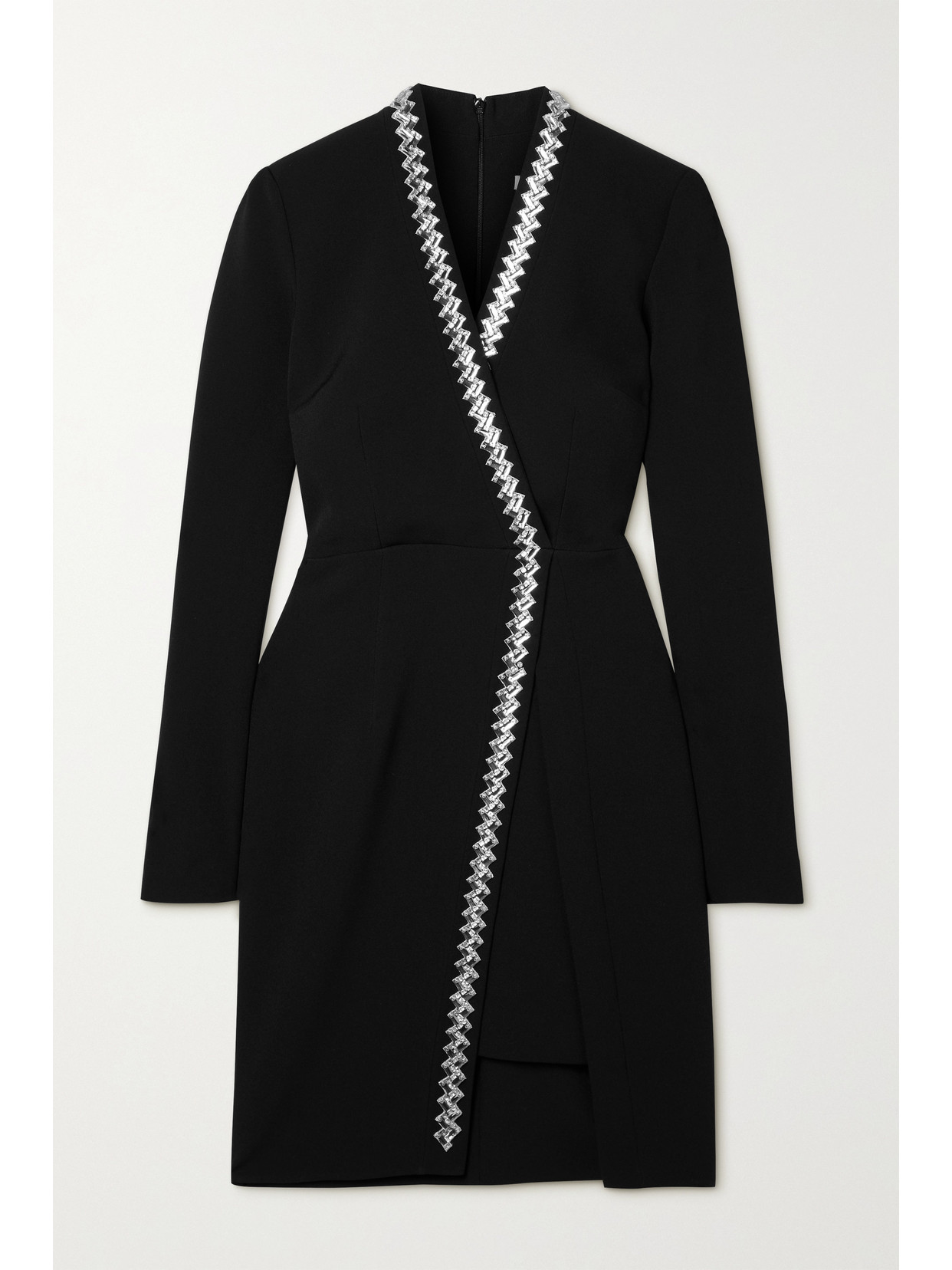 Safiyaa Amber Asymmetric Crystal-embellished Stretch-crepe Mini Dress In Black