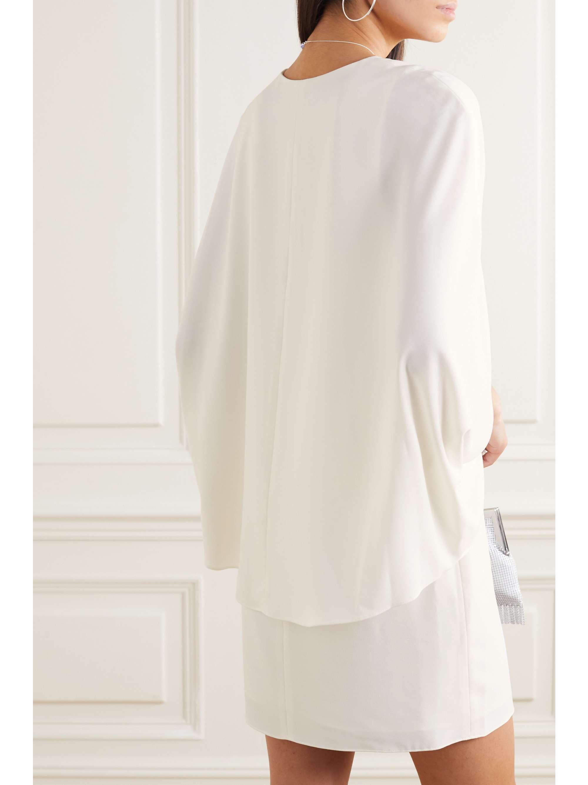HALSTON Cape-effect draped crepe mini dress
