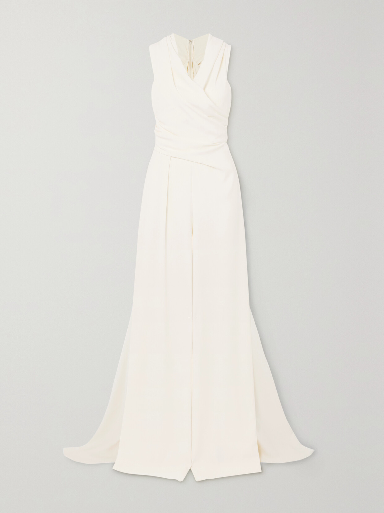 Talbot Runhof Draped Crepe Jumpsuit - Ivory