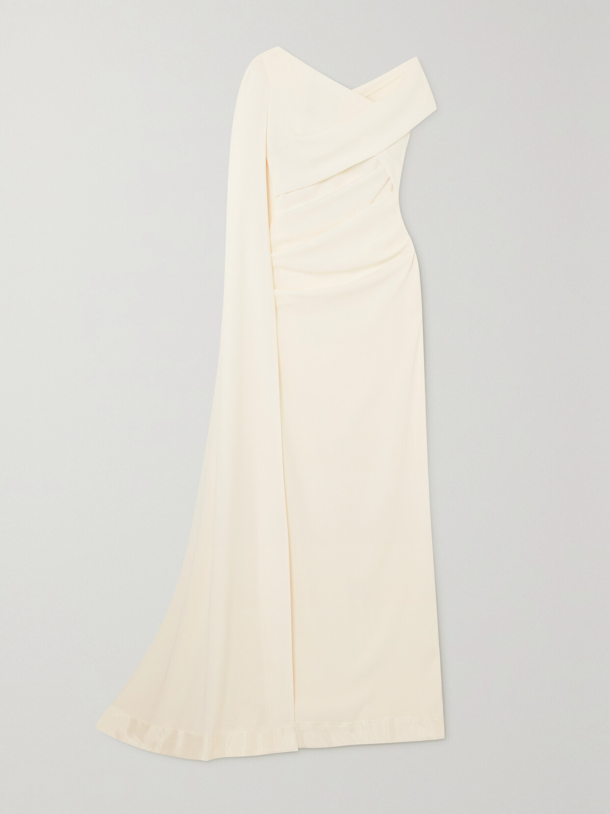 Talbot Runhof Cape-effect Off-the-shoulder Ruched Stretch-cady Gown - Ivory