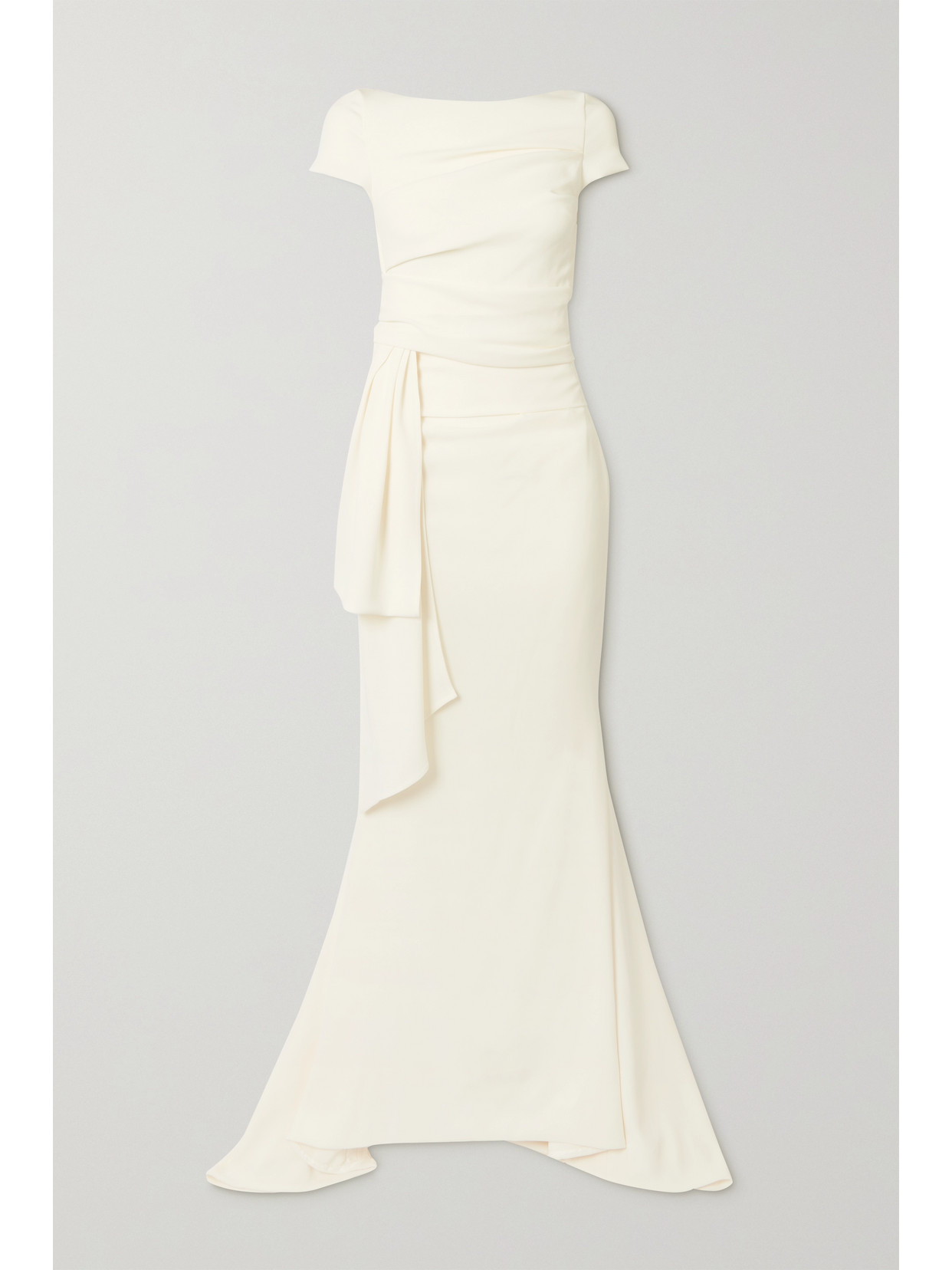 Talbot Runhof Bouvier Gathered Draped Crepe Gown In Ivory
