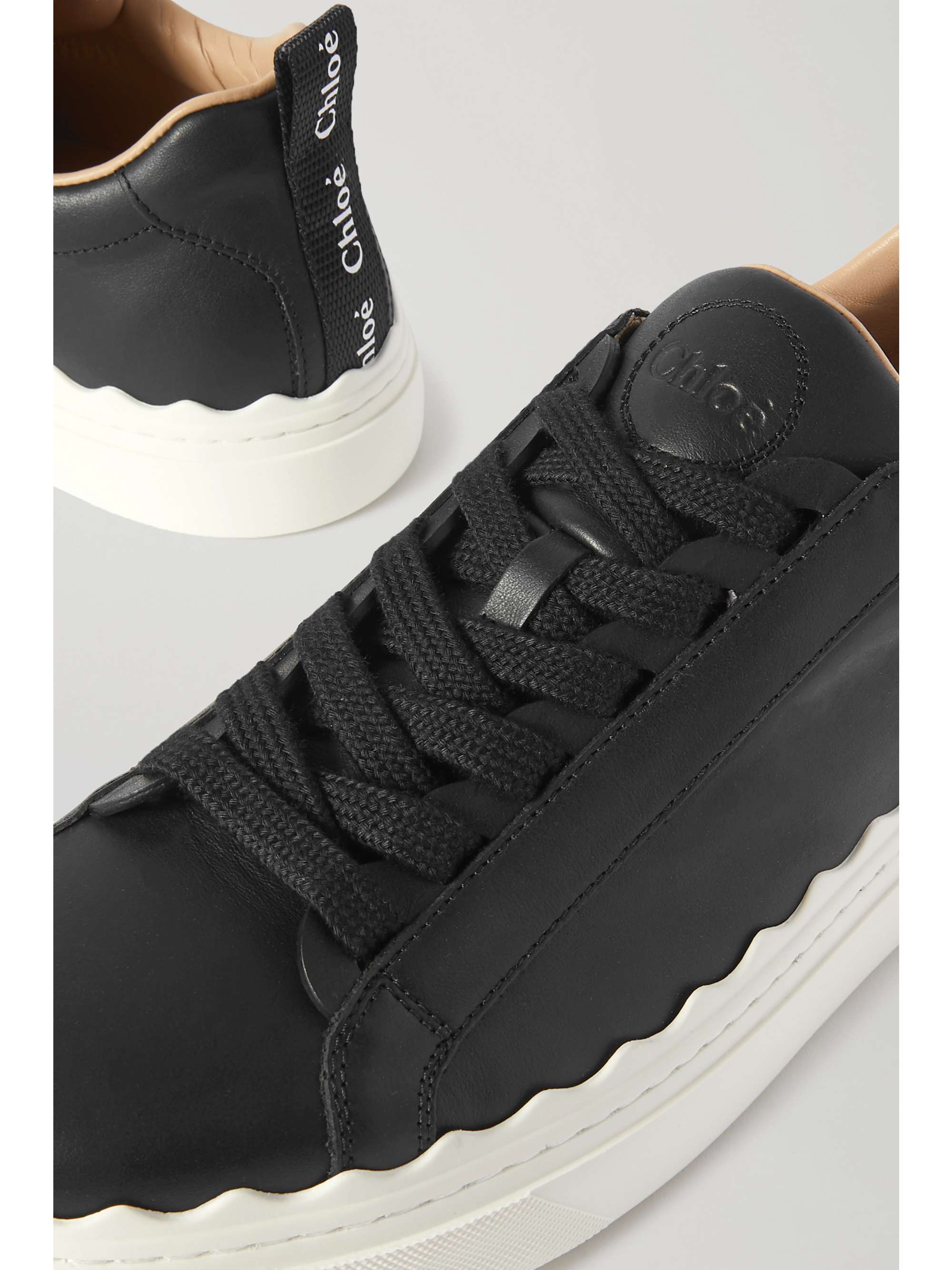 CHLOÉ Lauren scalloped leather sneakers NETAPORTER