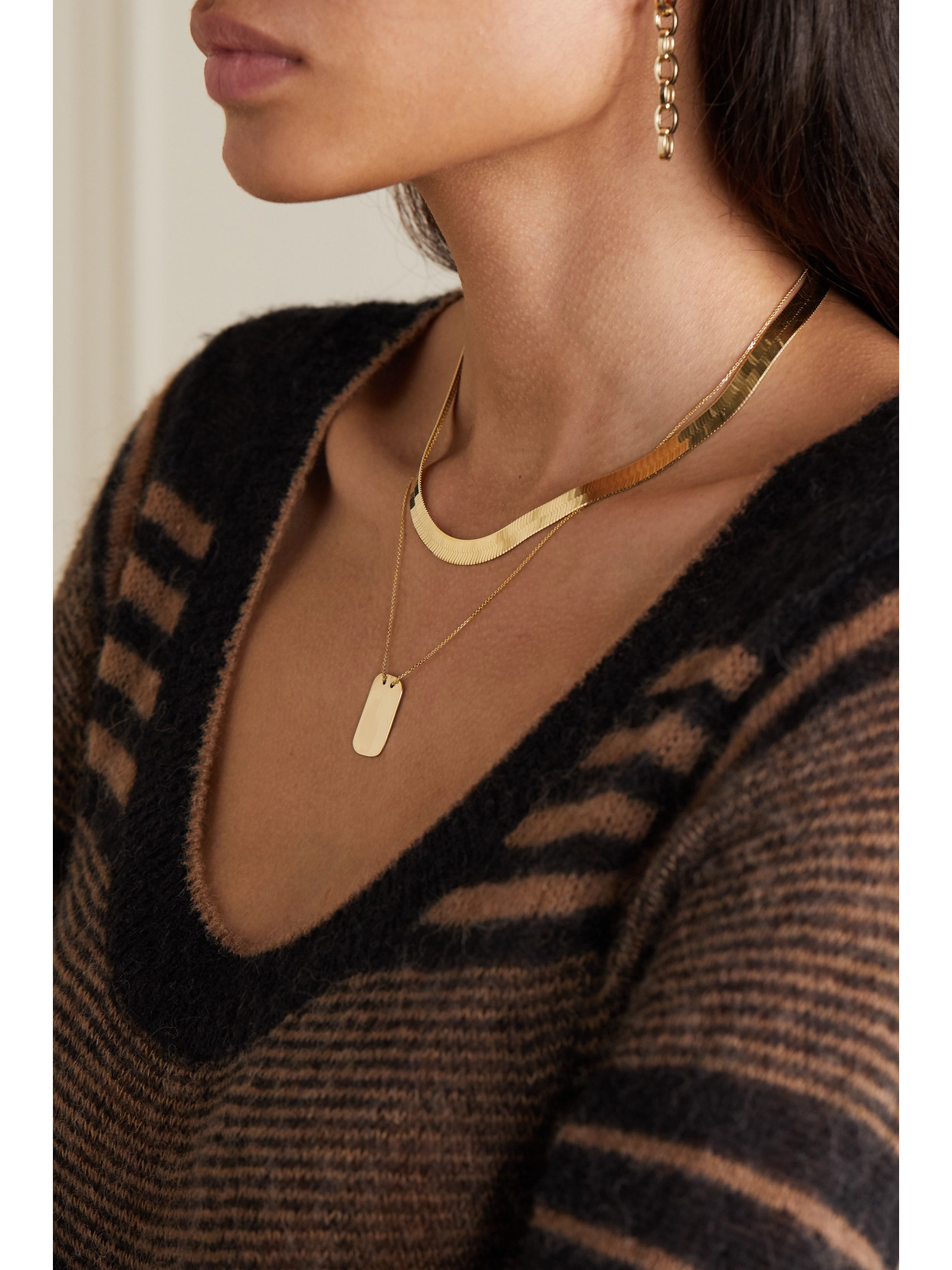 LOREN STEWART + NET SUSTAIN HERRINGBONE XL RECYCLED GOLD VERMEIL NECKLACE