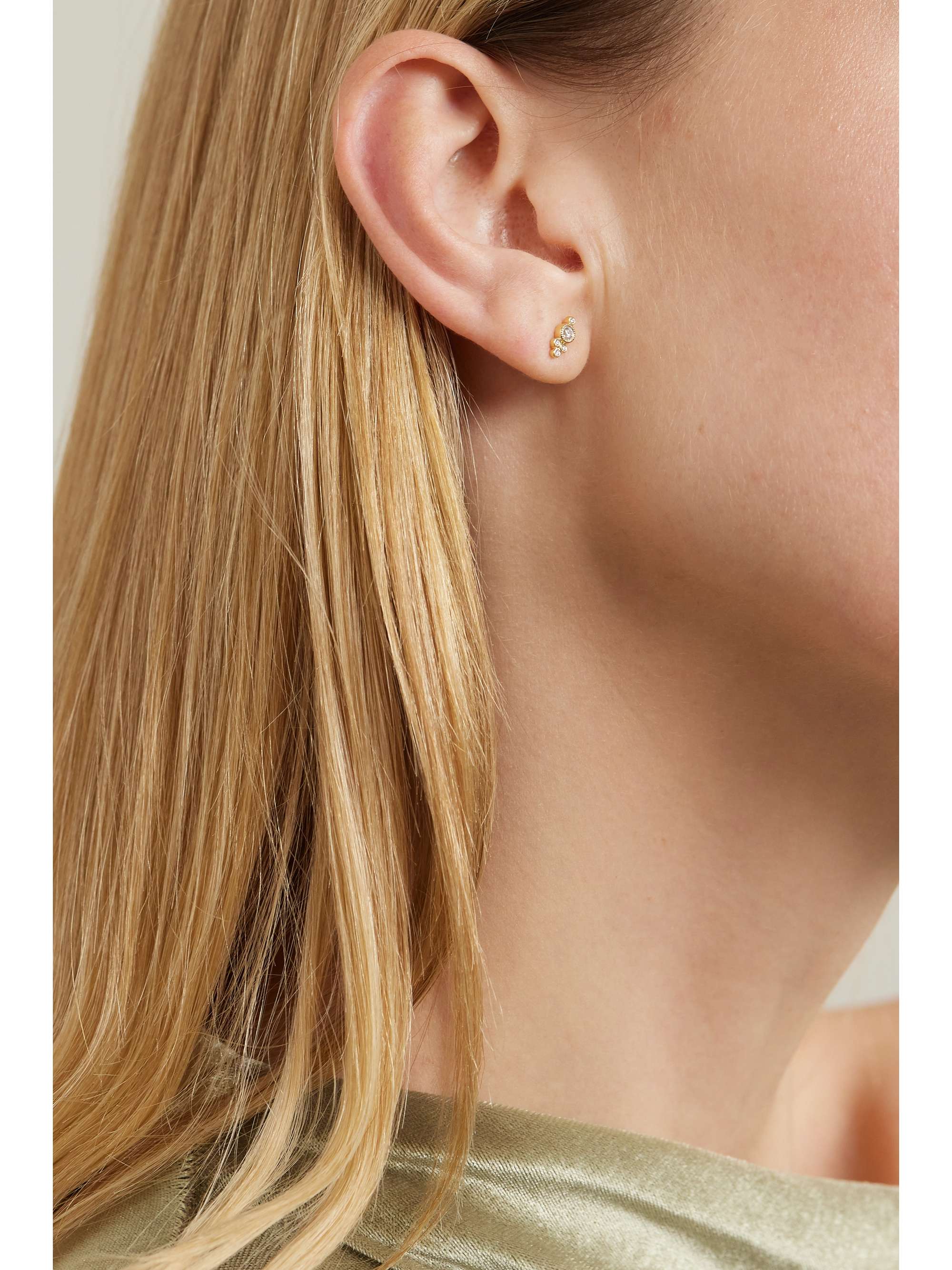 MARIA TASH 4mm 18-karat gold diamond earring