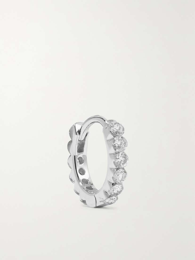 MARIA TASH Eternity 6.5mm 18-karat White Gold Diamond Hoop Earring