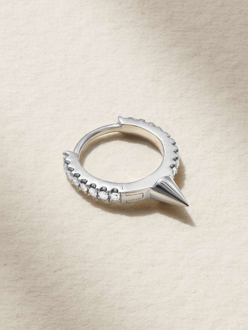 MARIA TASH Eternity 8mm 18-karat White Gold Diamond Hoop Earring