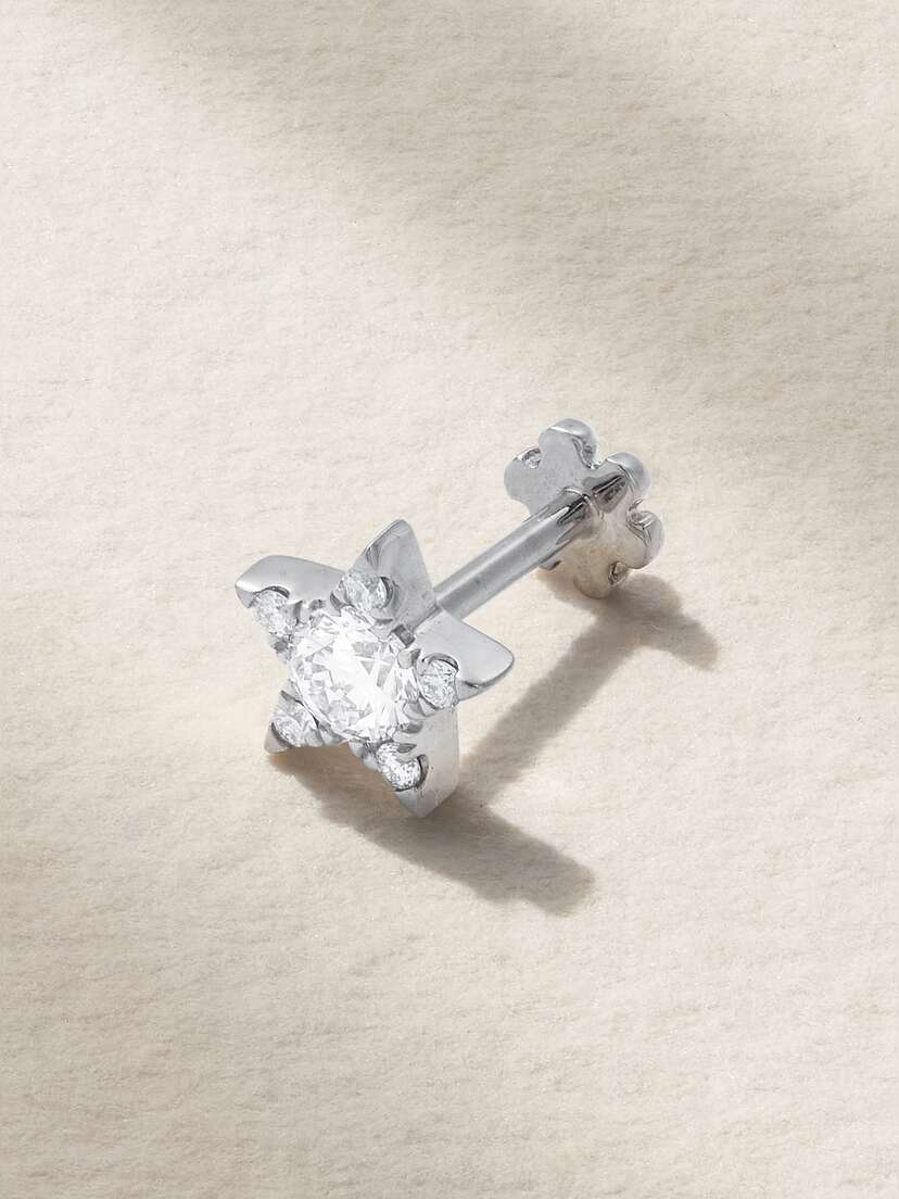 MARIA TASH 5.5mm 18-karat White Gold Diamond Earring