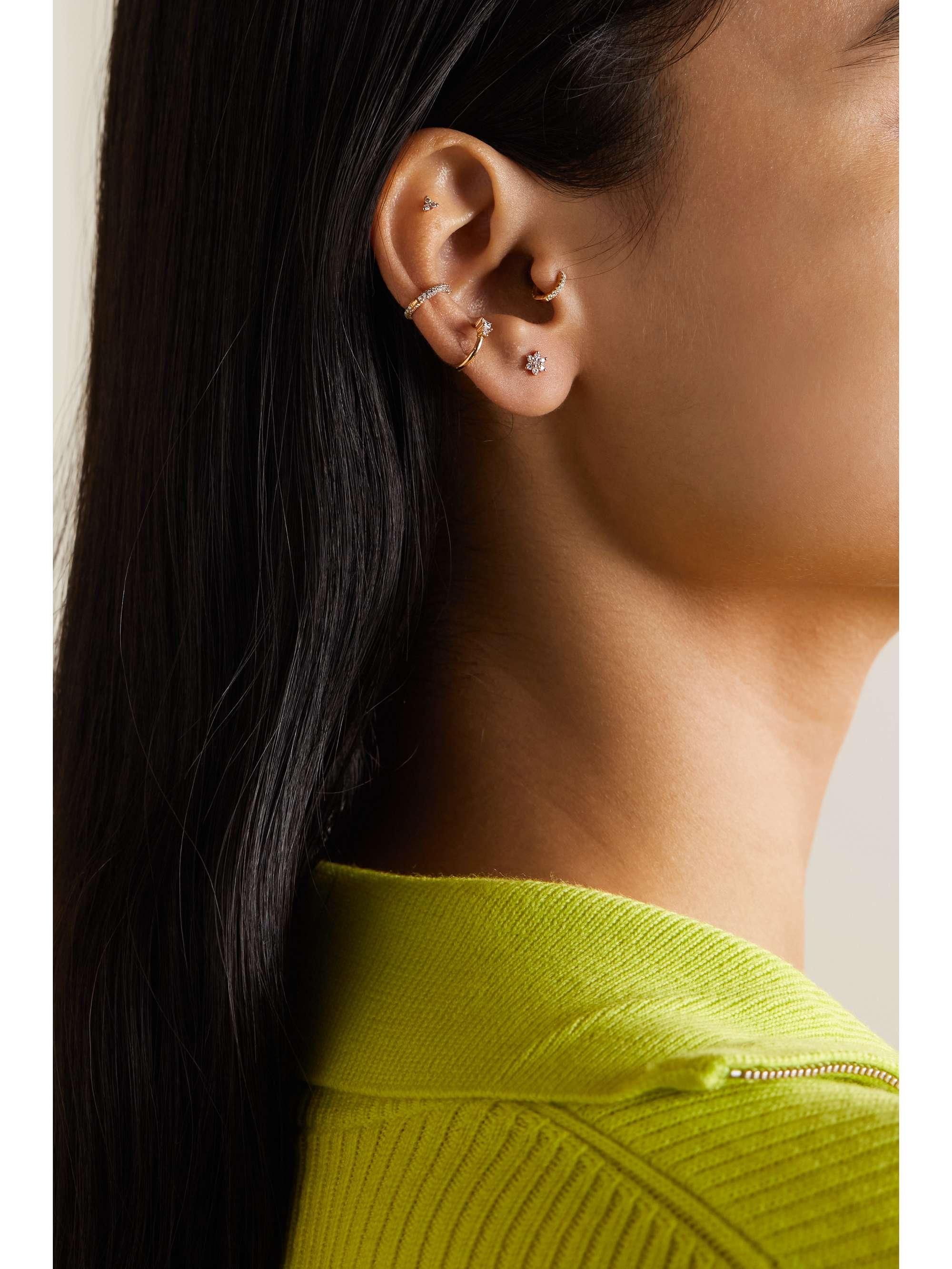 MARIA TASH 4.5mm 18-karat white gold diamond earring