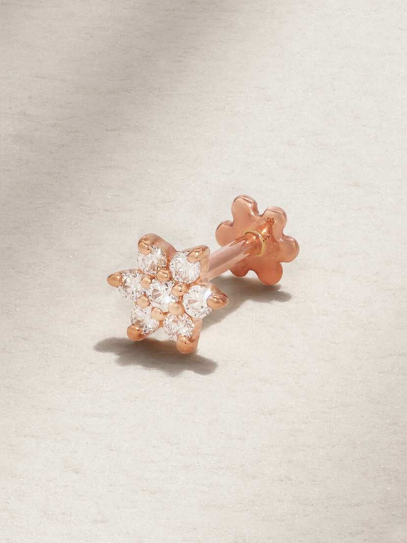 MARIA TASH 4.5mm 18-karat Rose Gold Diamond Earring