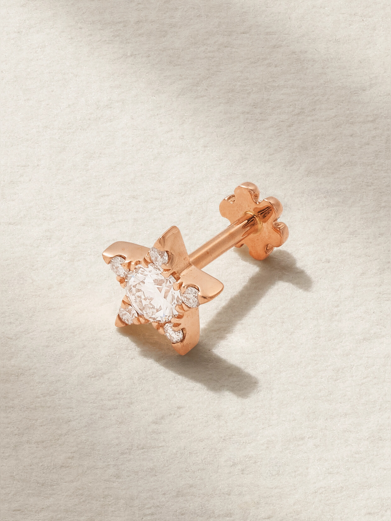 MARIA TASH - 5.5mm 18-karat Rose Gold Diamond Earring - One size