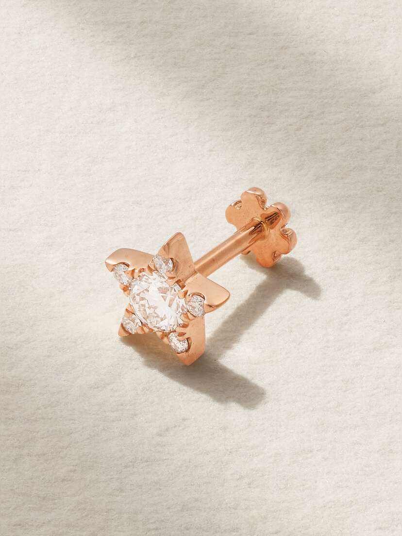 MARIA TASH 5.5mm 18-karat Rose Gold Diamond Earring