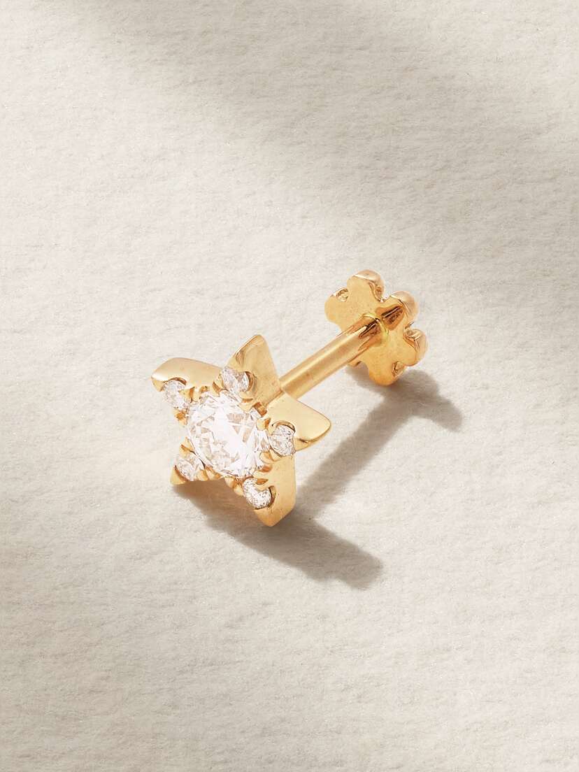 MARIA TASH 5.5mm 18-karat Gold Diamond Earring