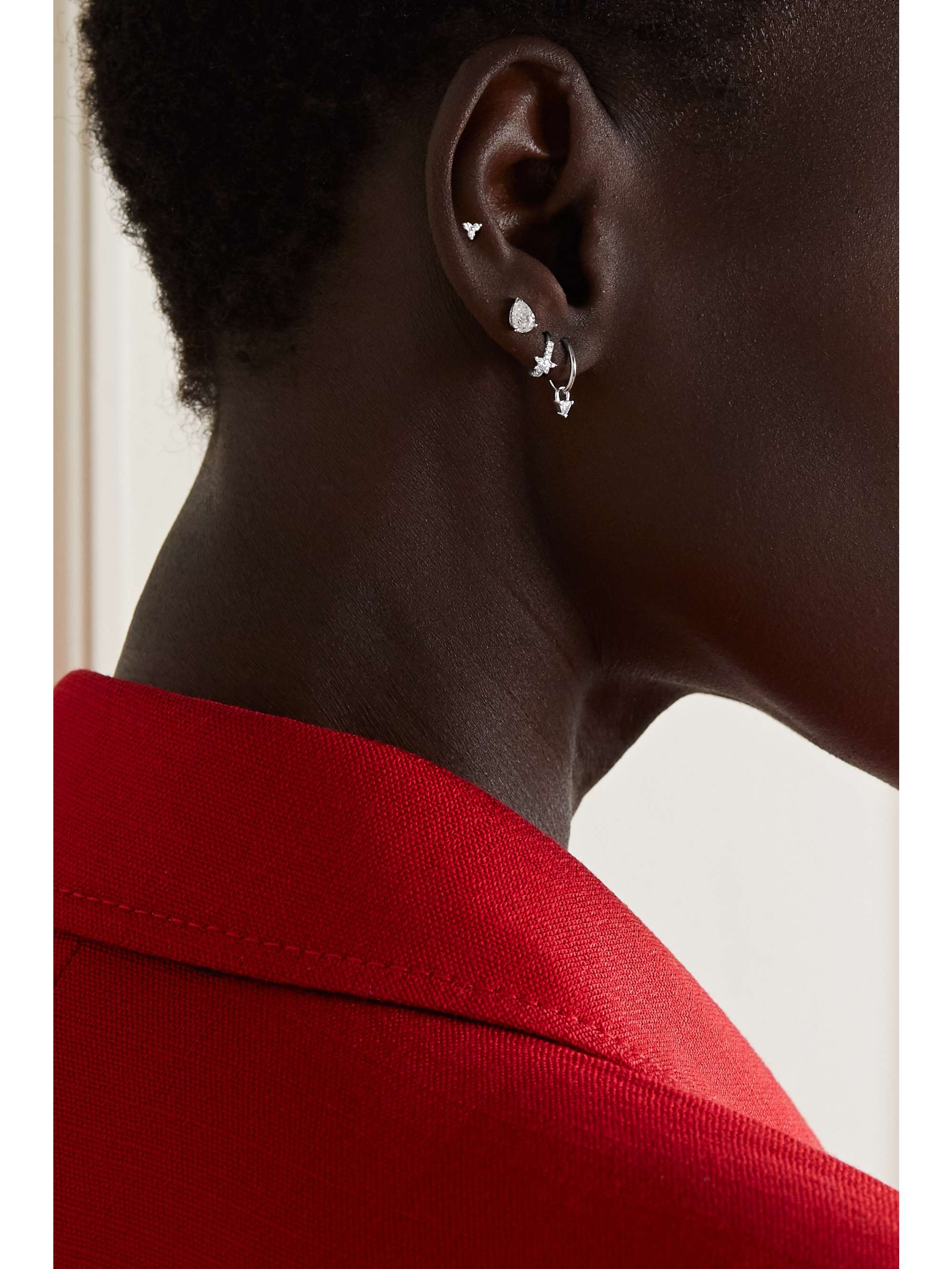 MARIA TASH 18-karat white gold diamond hoop earring