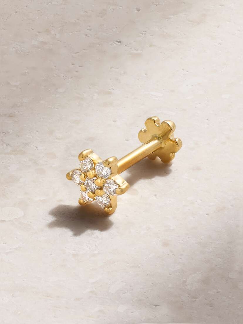 MARIA TASH 4.5mm 18-karat Gold Diamond Earring