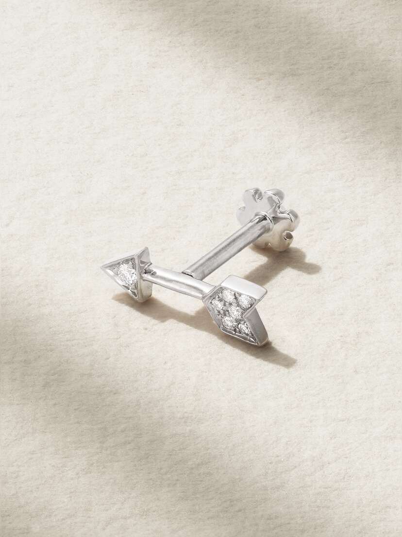 MARIA TASH Arrow 18-karat White Gold Diamond Earring