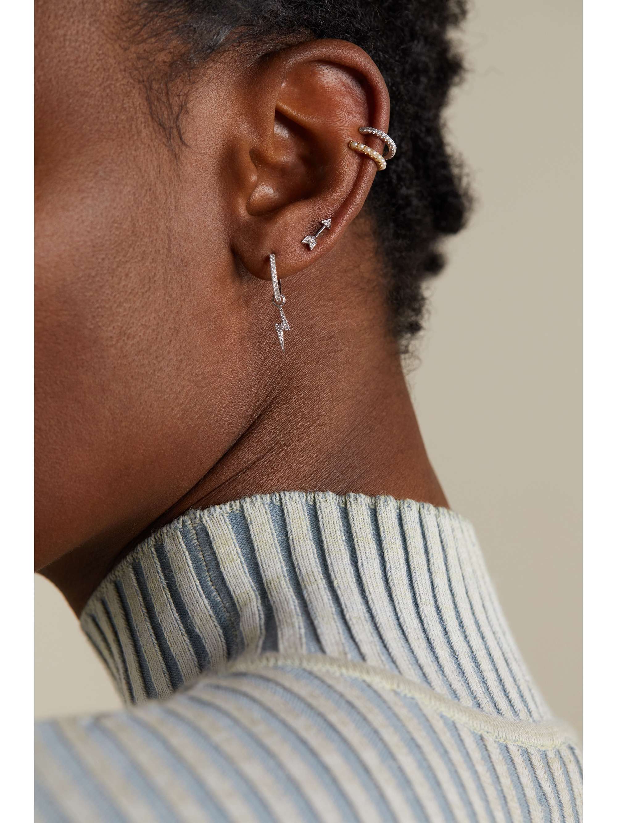 MARIA TASH Arrow 18-karat gold diamond earring
