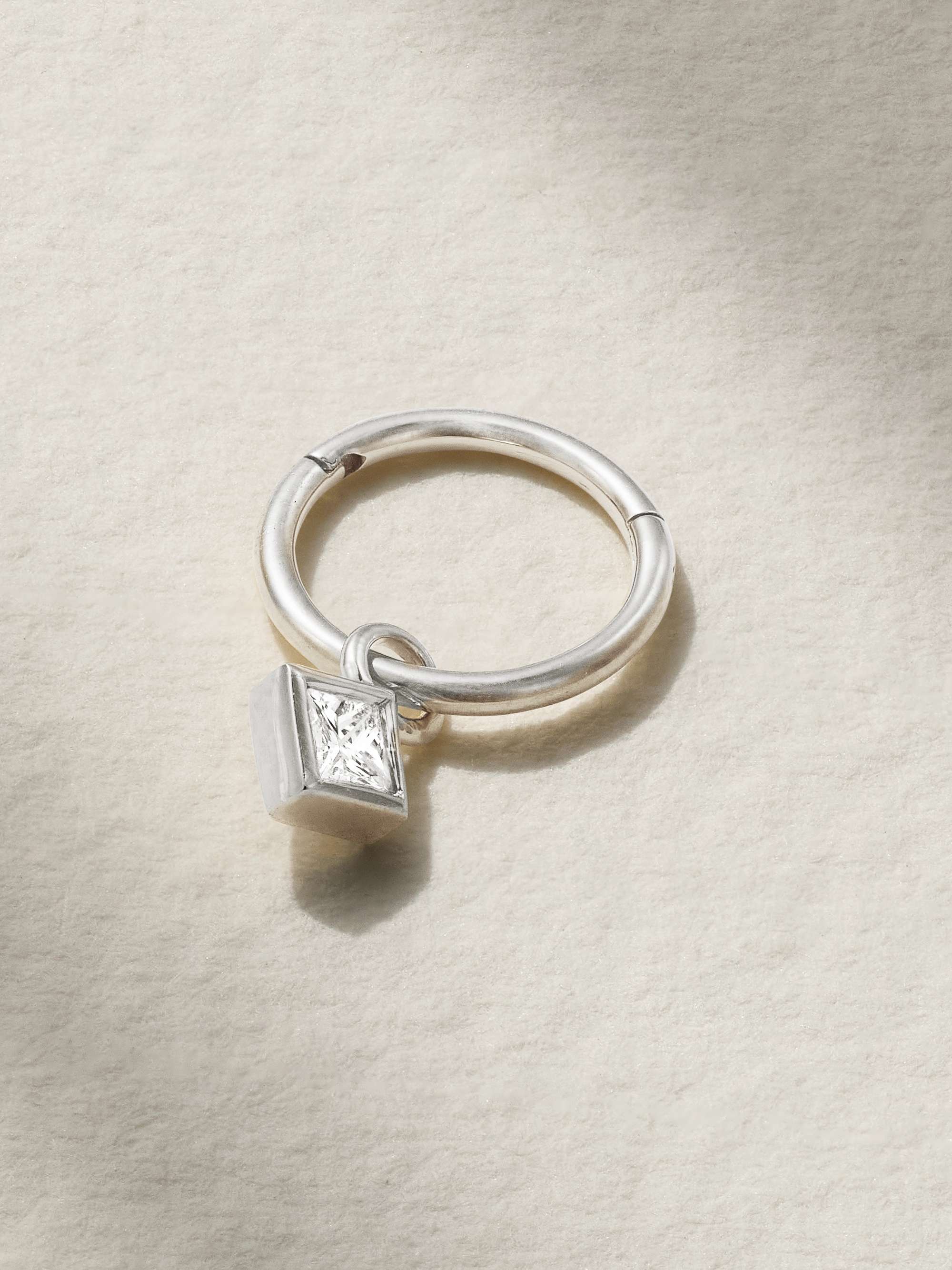 MARIA TASH 2.5mm 18-karat white gold diamond hoop earring