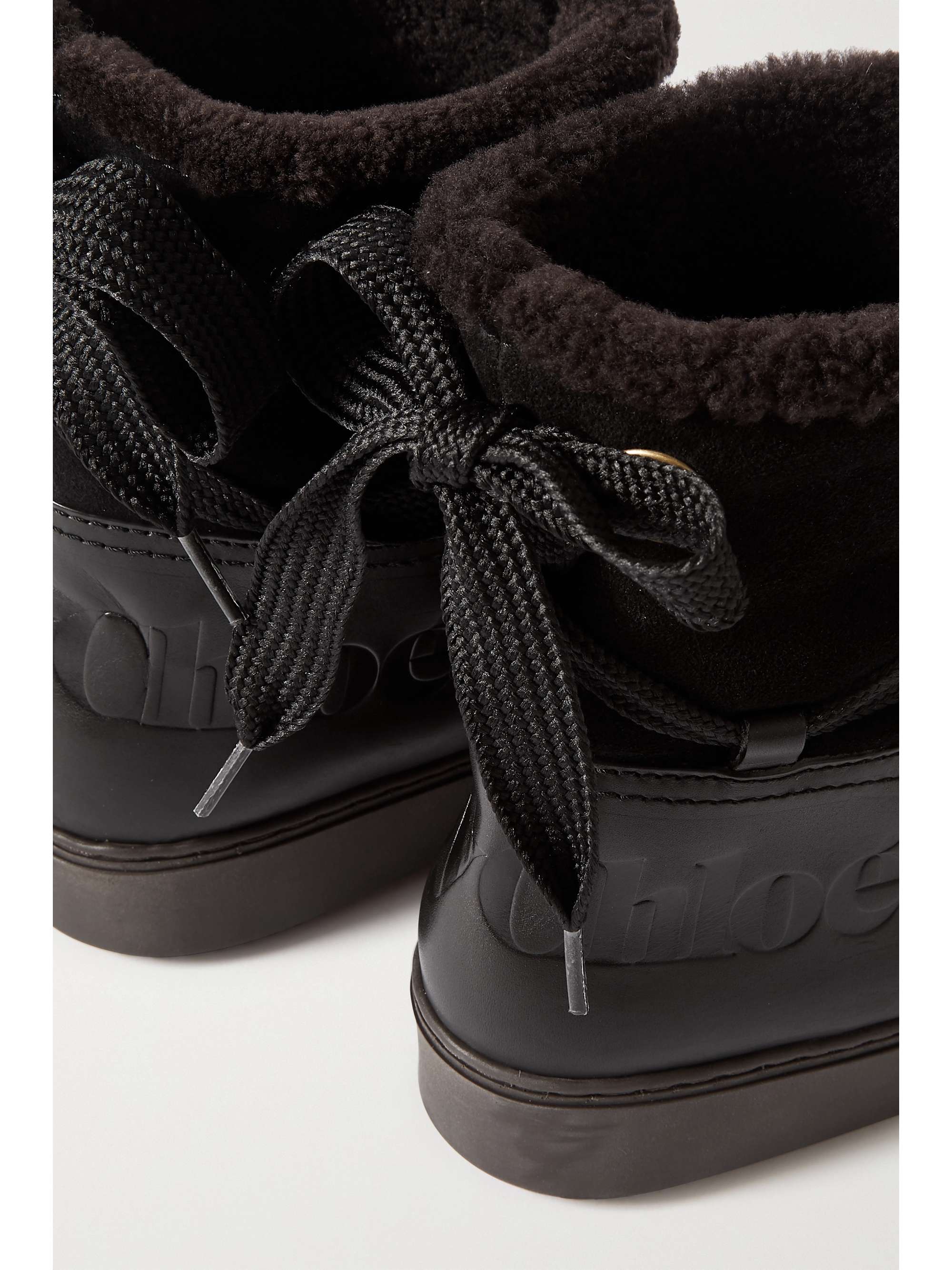 SEE BY CHLOÉ Leather-trimmed suede and shearling ankle boots