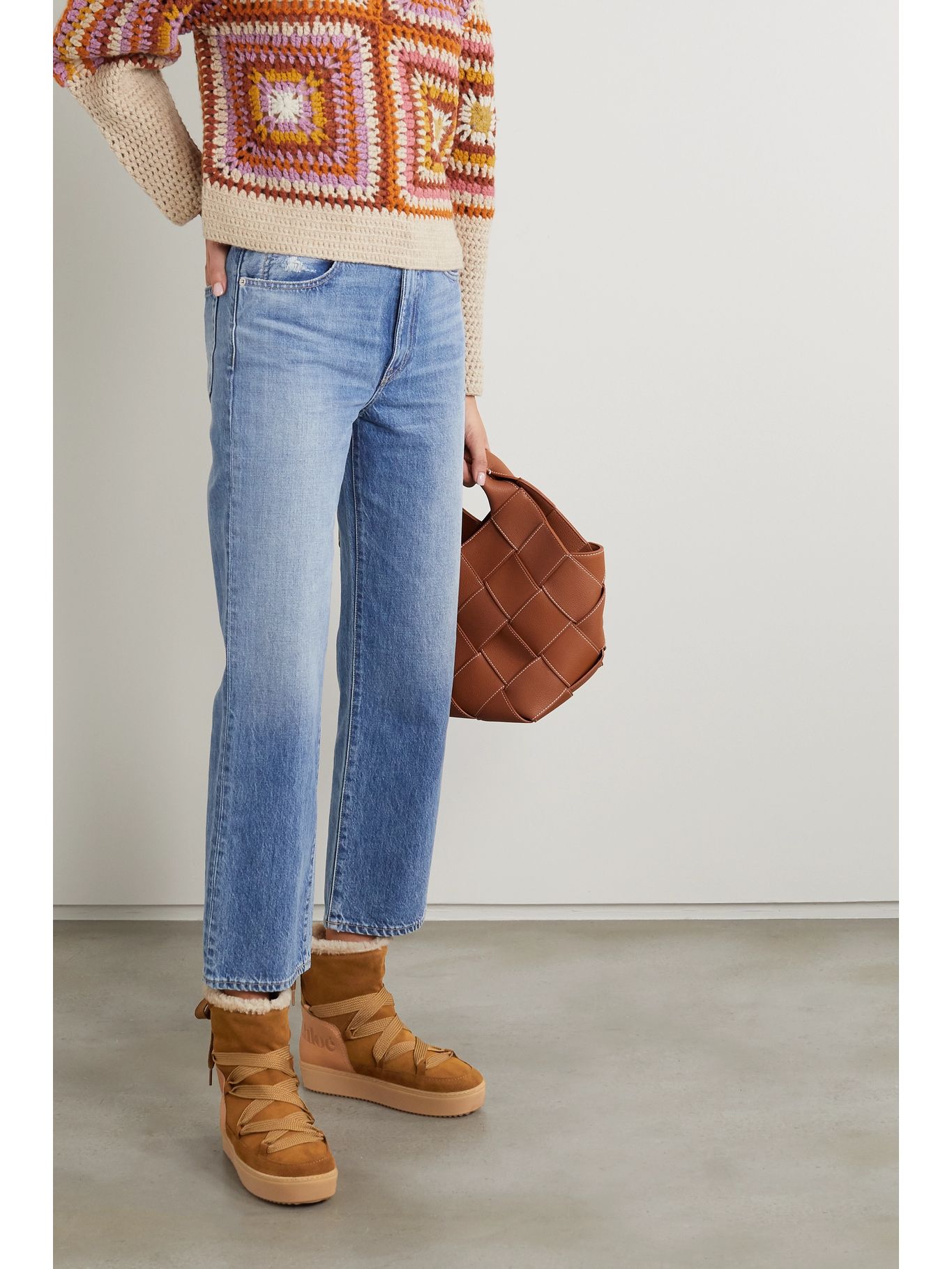 chloe leather trimmed suede ankle boots
