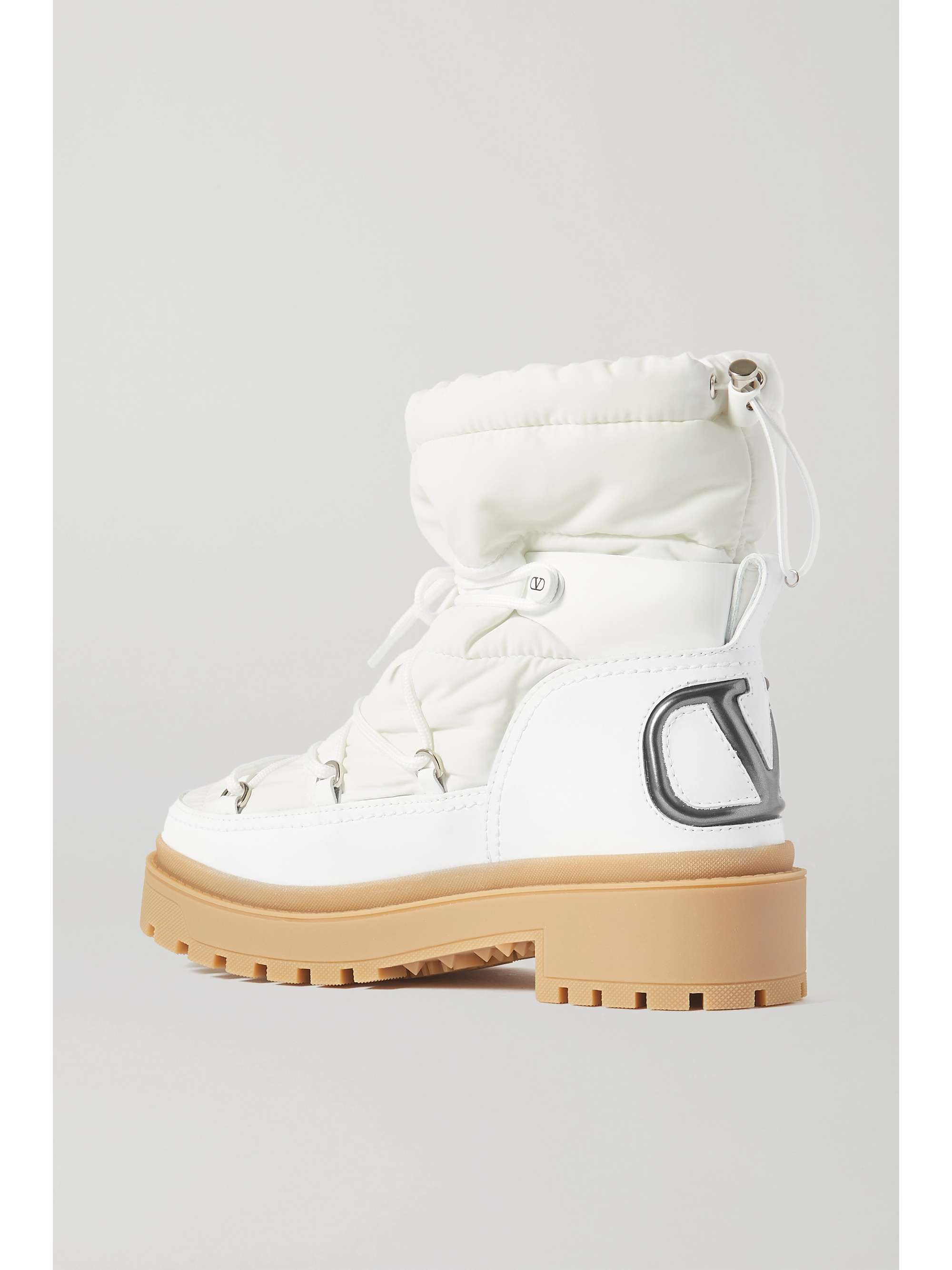 VALENTINO GARAVANI Valentino Garavani logo-detailed leather and quilted shell ankle boots